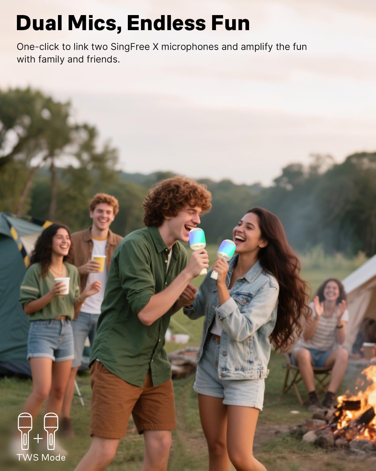 wireless bluetooth karaoke microphone with dynamic lights, portable handheld mic, 6 sound effects, 10h battery, perfect for kids singing, home parties, duet gift idea, works with all smartphones