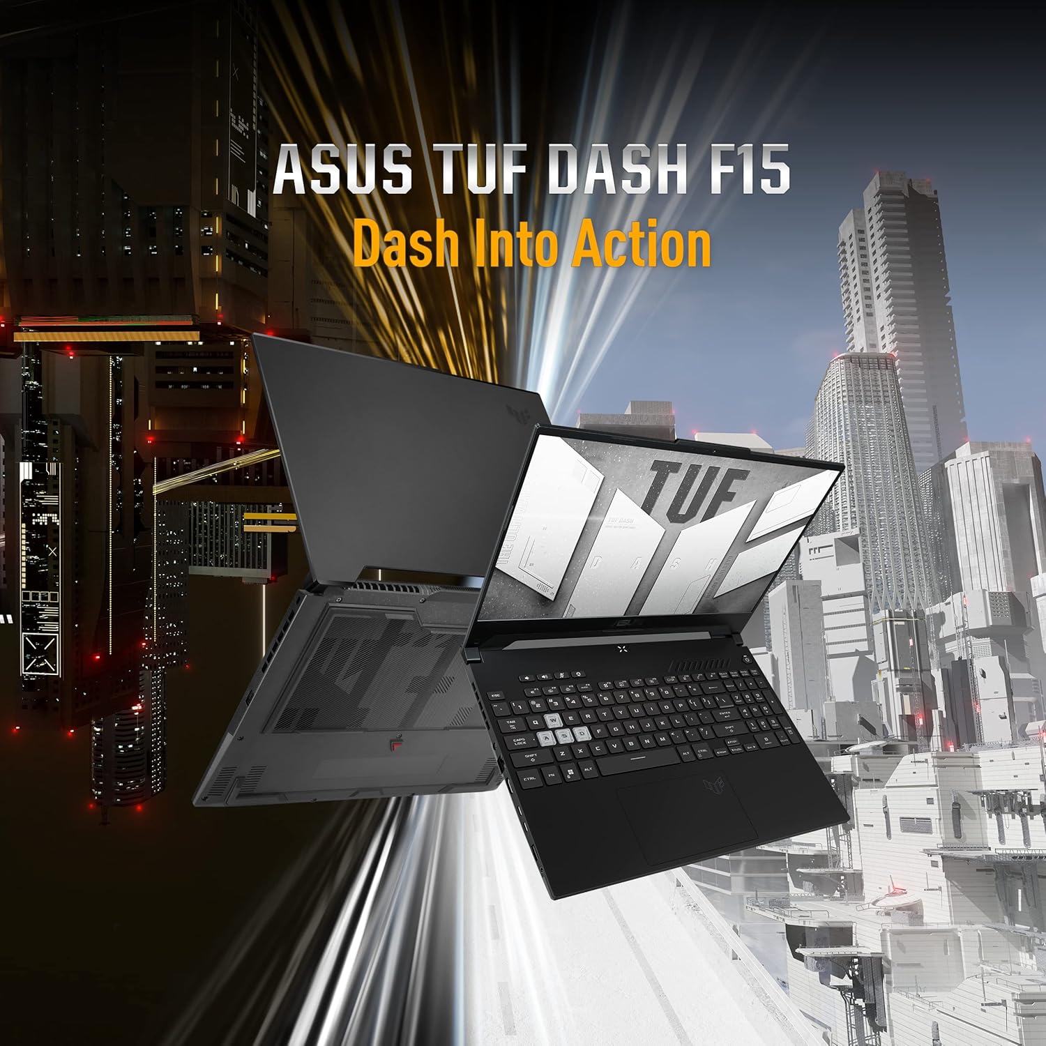 asus tuf dash 15 (2022) gaming laptop, 15.6” 144hz fhd display, intel core i7 12650h, geforce rtx 3050 ti, 16gb ddr5, 512gb ssd, thunderbolt 4, windows 11 home, off black, fx517ze es73