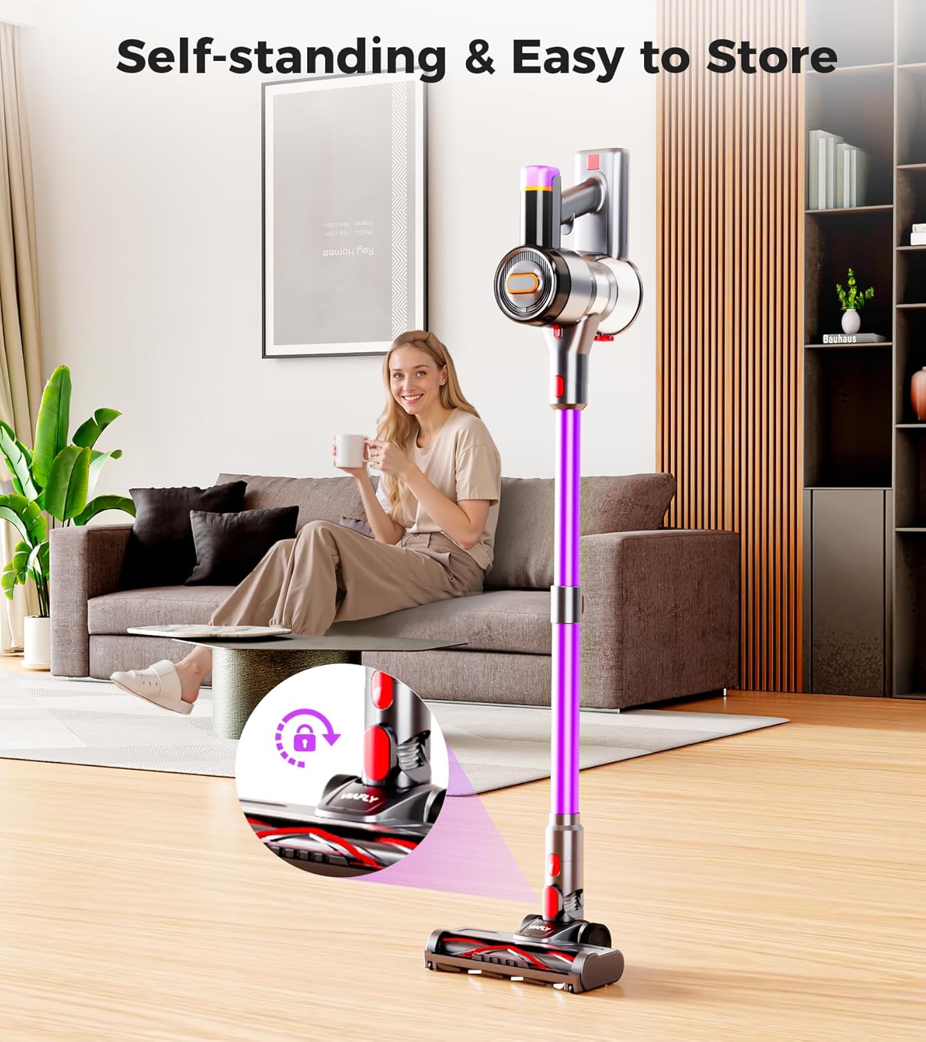cordless vacuum cleaner, 500w 40kpa 60mins vacuum cleaners for home, self standing stick vacuum with lde display, wall mount charging, anti tangle wireless vacuum for carpet pet hair hardfloor