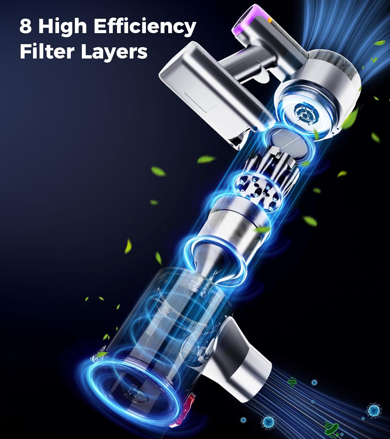 cordless vacuum cleaner, 500w 40kpa 60mins vacuum cleaners for home, self standing stick vacuum with lde display, wall mount charging, anti tangle wireless vacuum for carpet pet hair hardfloor