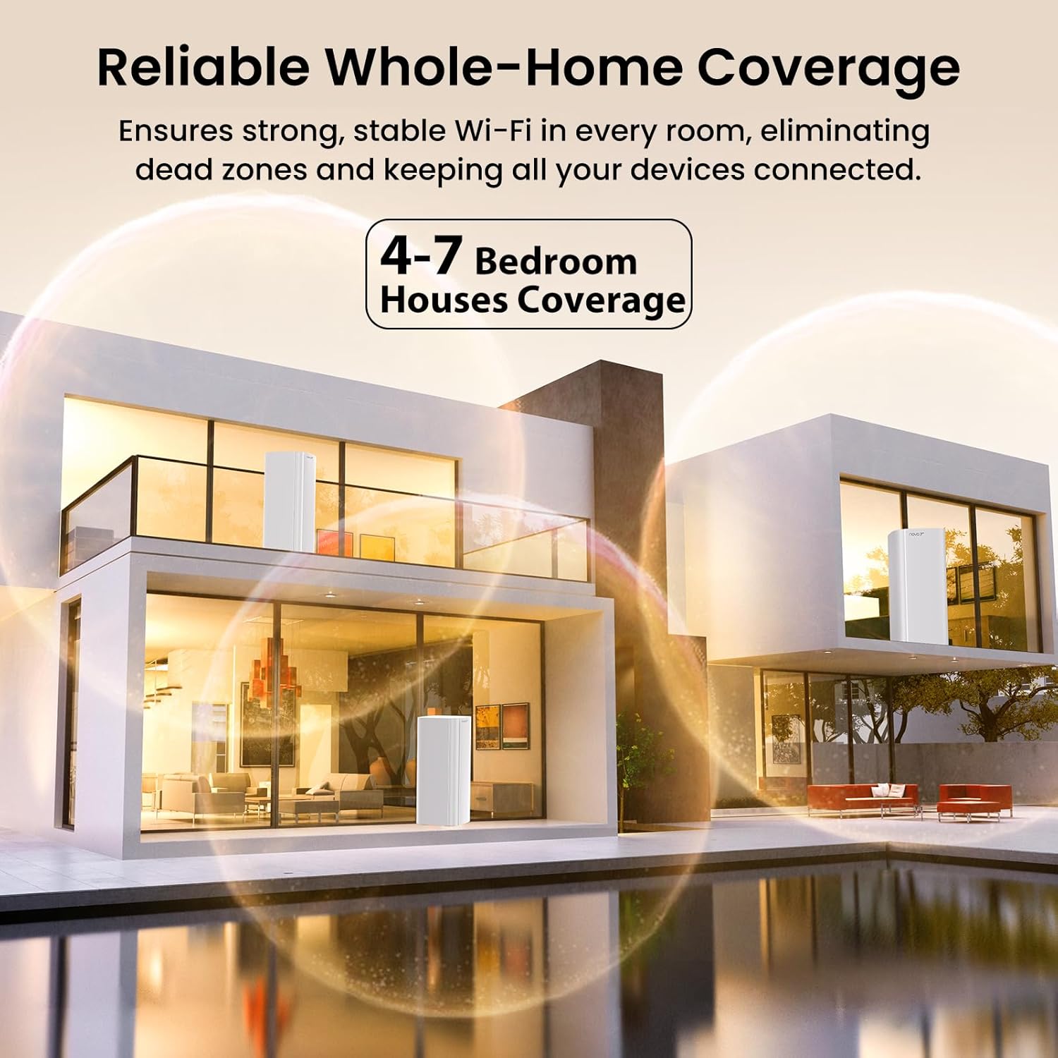 tenda be3600 dual band wifi 7 mesh wifi system 3*full gigabit ports, supports 160+ devices, vpn, mlo, 4k qam, seamless roaming, internet backhaul me3 pro (3 pack)