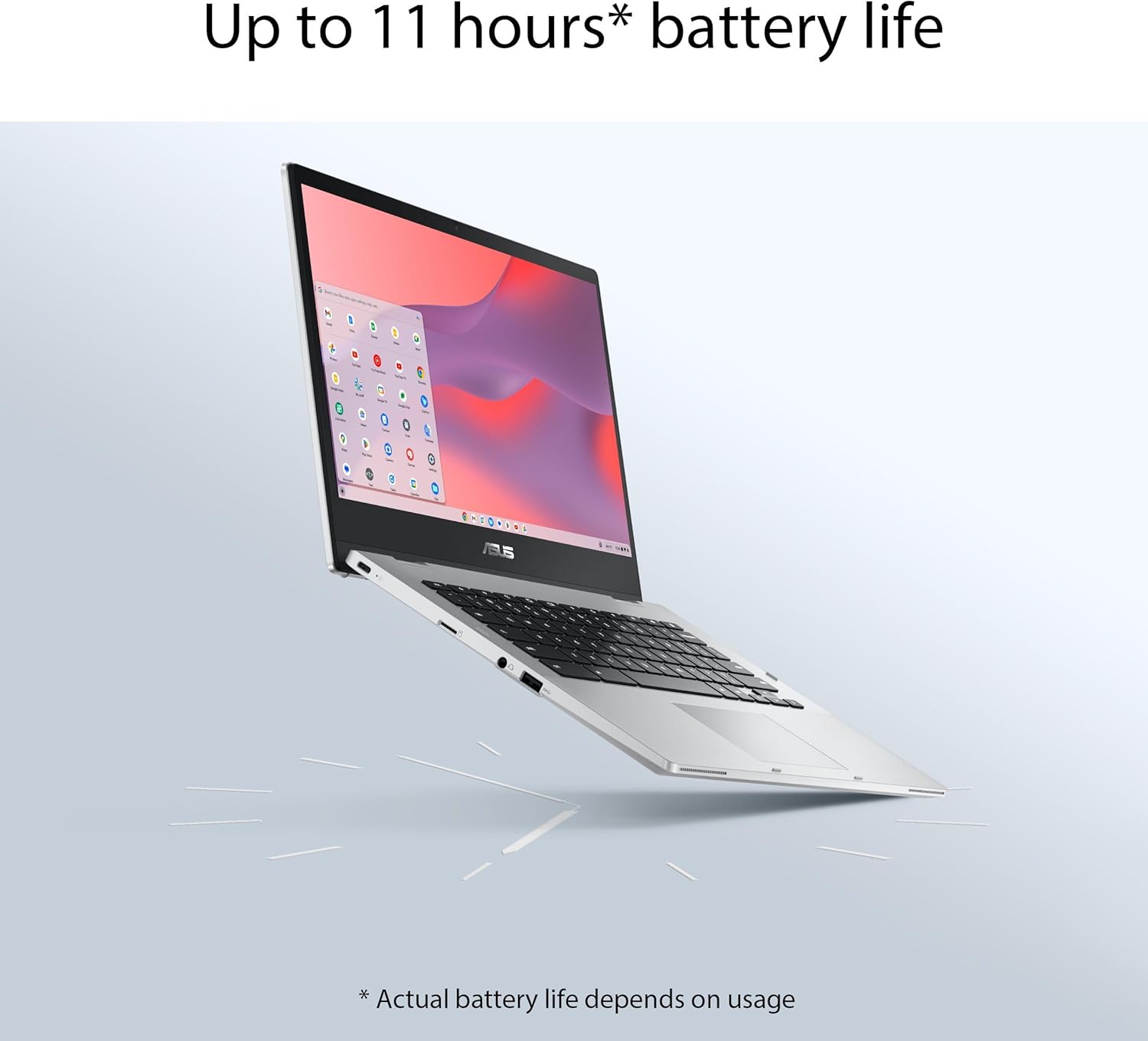 asus chromebook flip cx1 convertible laptop, 14" fhd nanoedge 360 degree touchscreen, intel celeron n4500 processor, 128gb emmc storage, 8gb ram, chromeos, transparent silver, cx1400fka as88ft