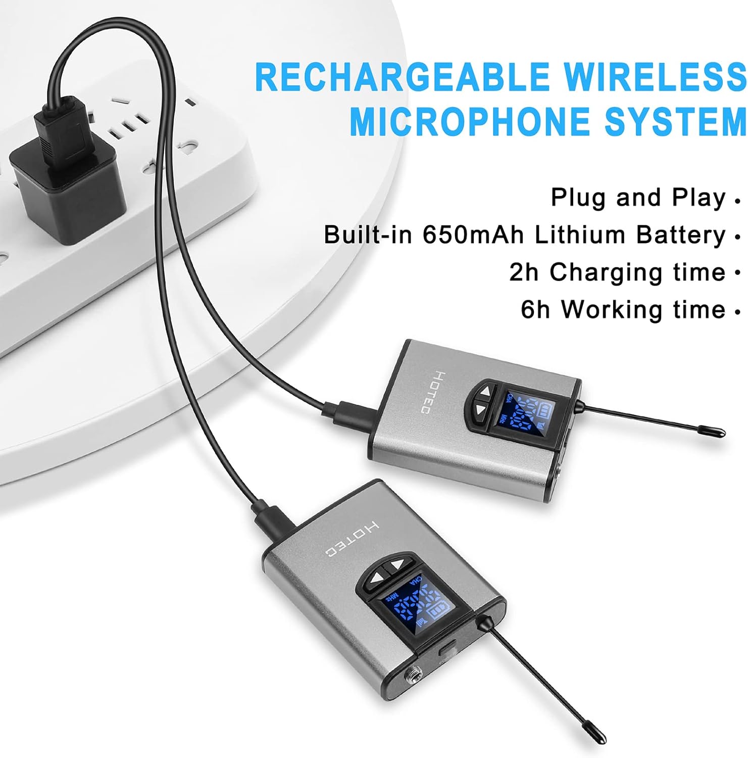 hotec uhf wireless microphone system with dual lapel/lavalier and headset microphones over pa, mixer, speaker, karaoke machine for church, training, classroom, interview (h k25)