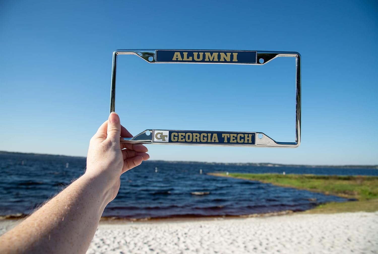 desert cactus georgia tech university yellow jackets metal license plate frame for front or back of car officially licensed (alumni)