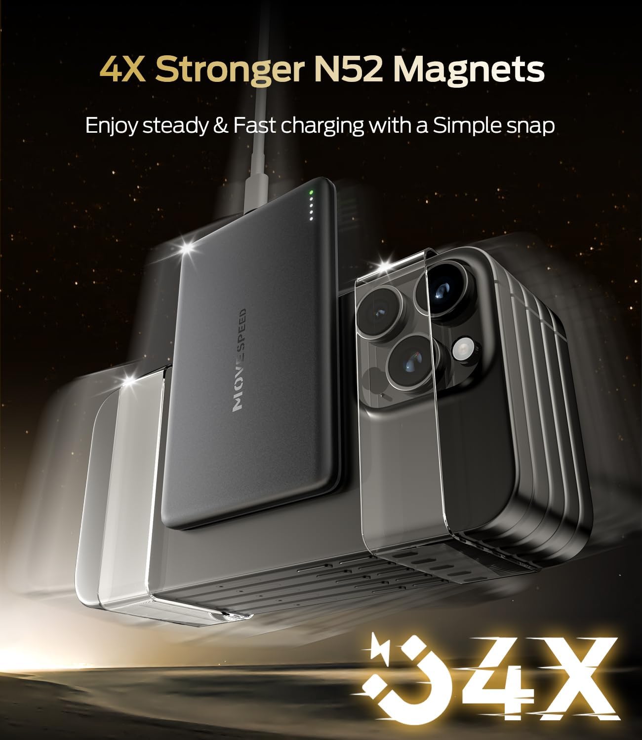 move speed 0.3'' ultra slim magsafe portable charger, 5000mah magsafe battery pack iphone 17 air accessories, magnetic power bank with usb c port for iphone 17 pro max air/16/15/14/13/12, glacier gray