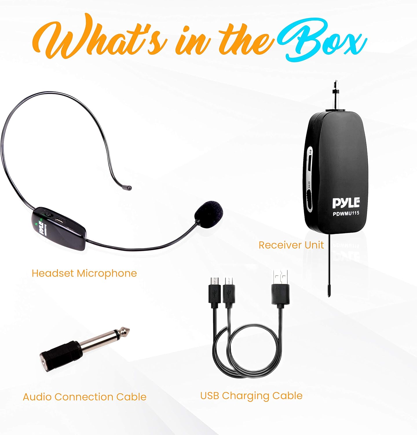 pyle uhf all purpose wireless microphone system portable professional cordless microphone wireless mic kit w/ headset mic, receiver unit karaoke, conference, dj party pyle pdwmu115