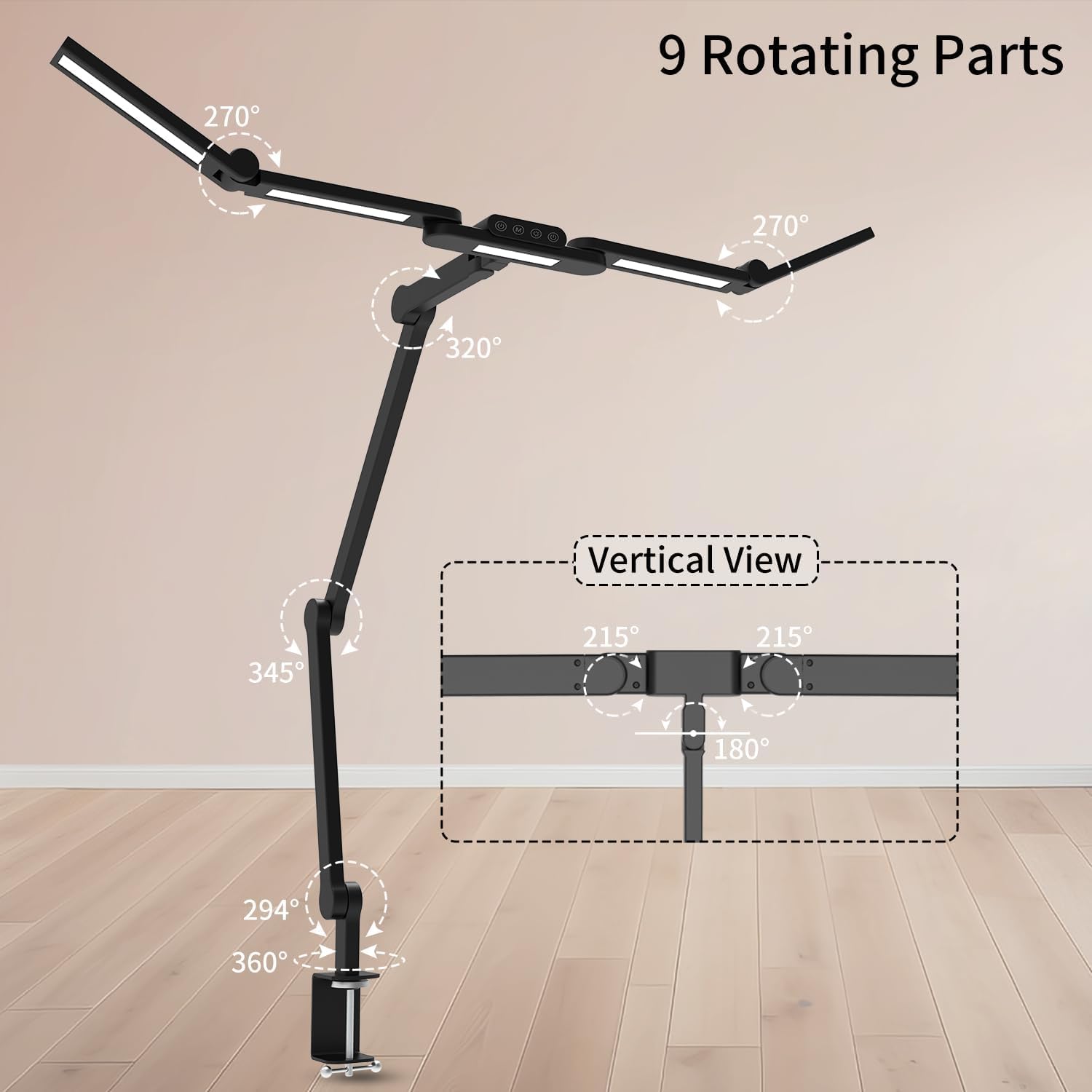 architect desk lamp with 5 light bars for home office, 32.5inch long led desk light with clamp, 24w tall foldable computer lamp with swing arm, bright table light for desktop working drafting