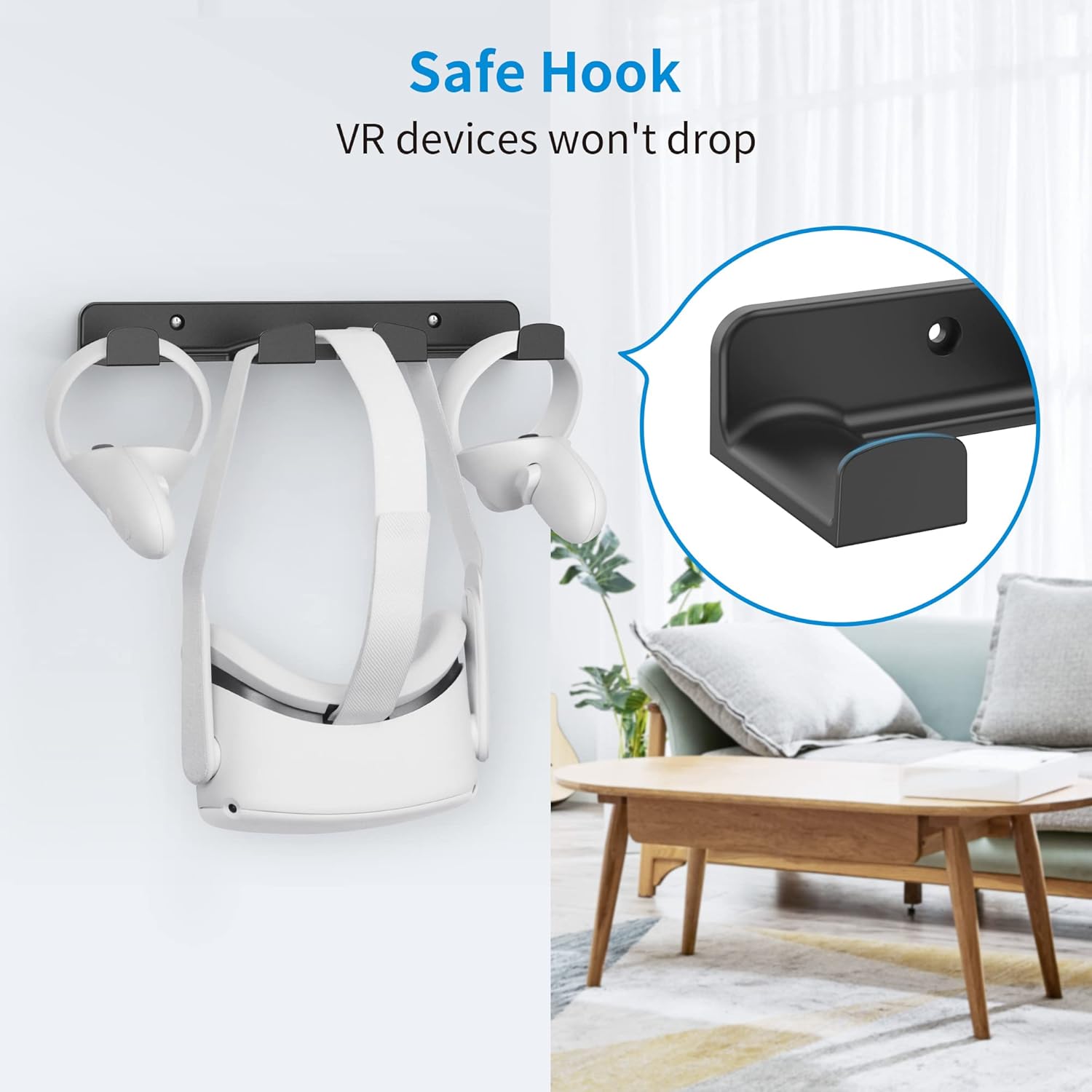 sokusin vr wall mount storage stand holder hook for meta/oculus quest 2/3/quest/rift/rift s/psvr 2/valve index/htc vive/hp reverb g2/playstation vr headsets, gaming controller hanger space saving