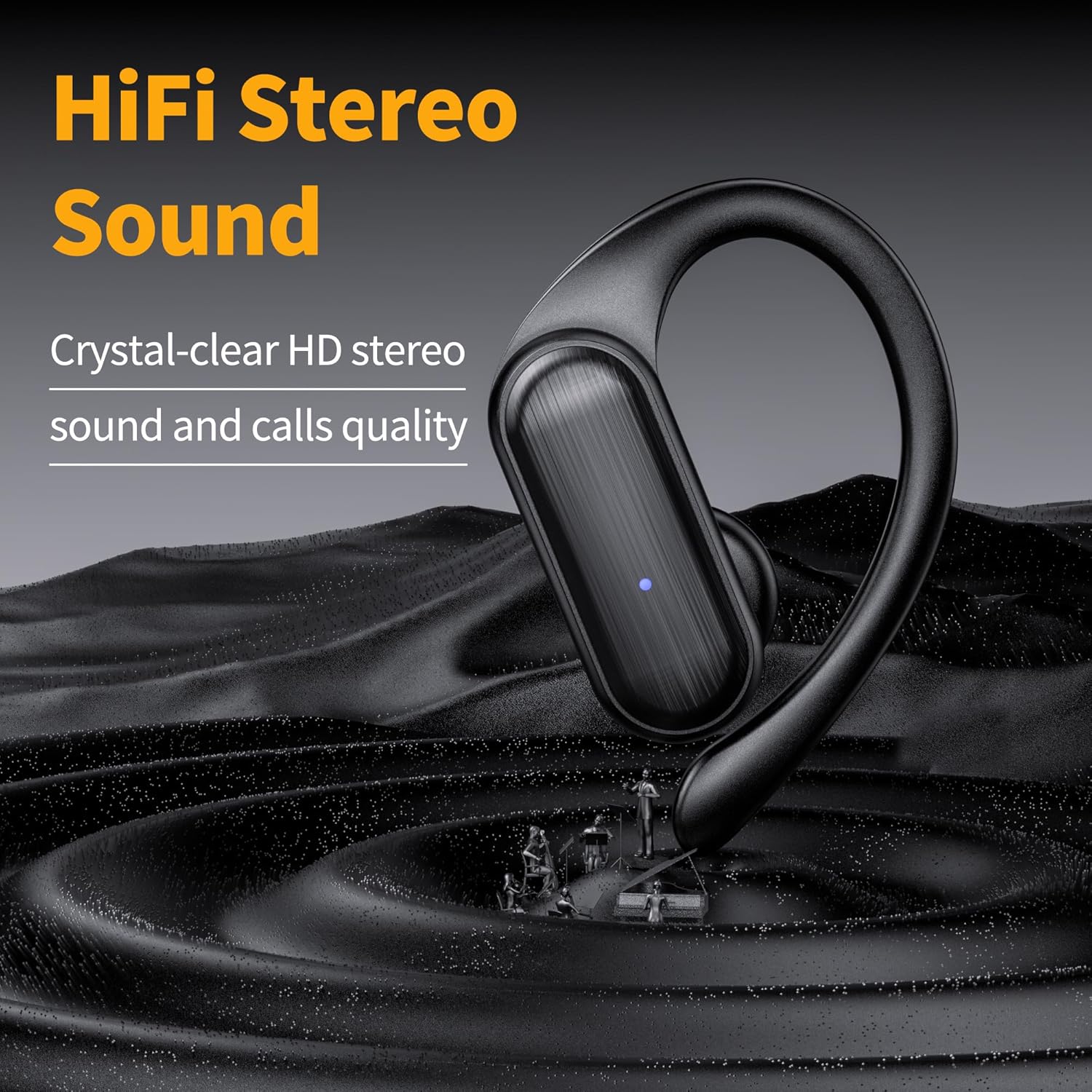 wireless earbuds,bluetooth headphones 80hrs play back sport earphones with led display over ear buds with earhooks built in mic ipx7 waterproof headset for workout grey black