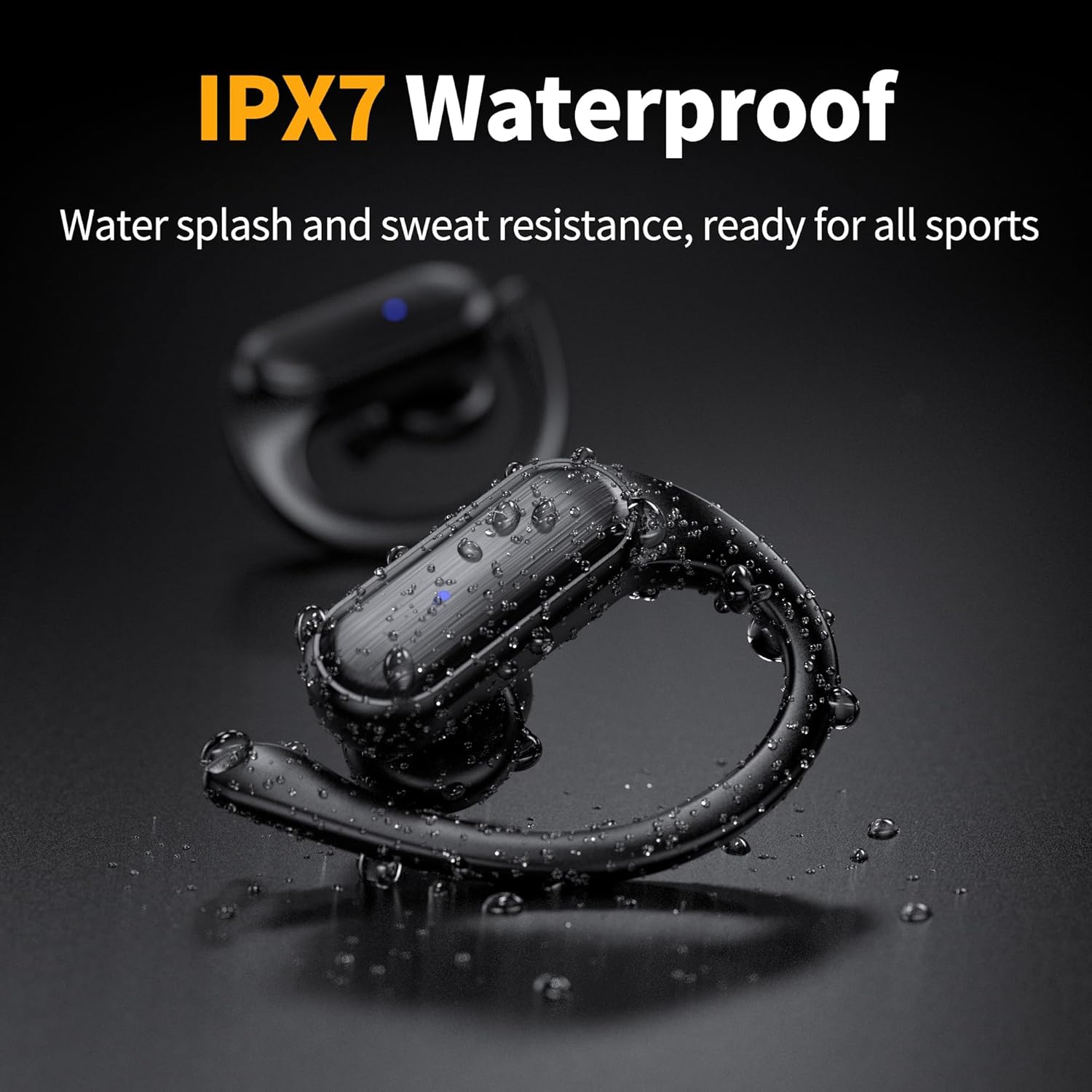 wireless earbuds,bluetooth headphones 80hrs play back sport earphones with led display over ear buds with earhooks built in mic ipx7 waterproof headset for workout grey black
