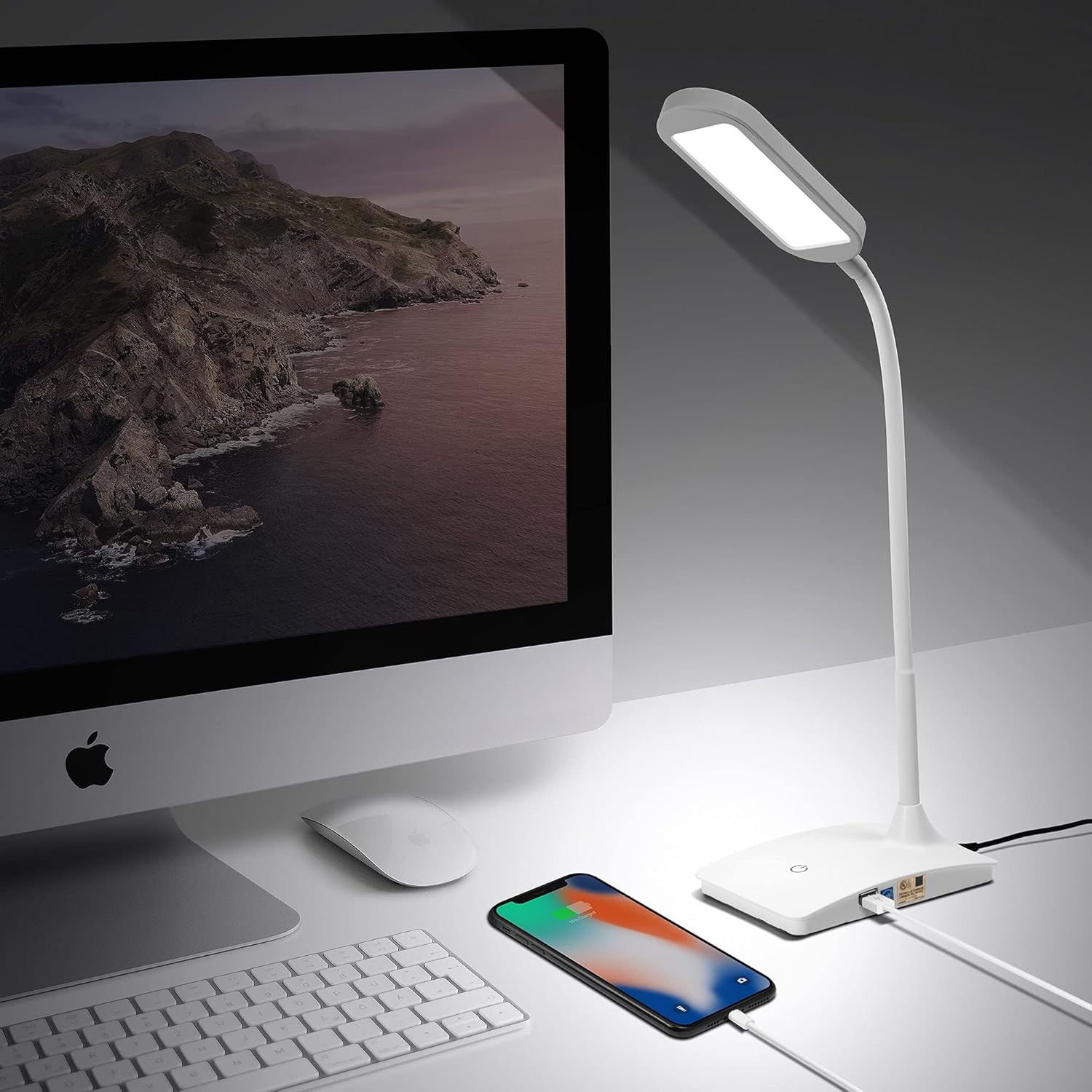 tw desk lamps for home office super bright small desk lamp with usb charging port, a perfect led desk light as study lamp, bedside reading lights, white