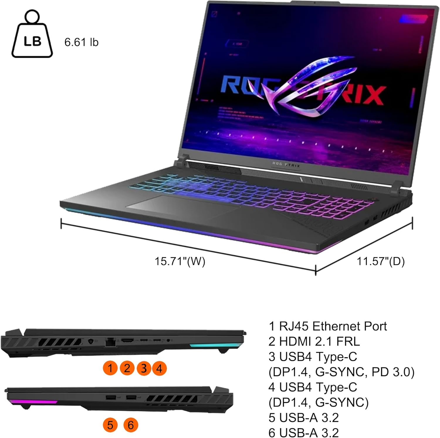 asus rog strix g18 g814 gaming laptop 18" 2.5k (2560x1600) 240hz (100% dci p3, 3ms) amd 16 core ryzen 9 9955hx (beats i9 14900hx) 64gb ram 4tb ssd geforce rtx 5070 rgb backlit wifi6e win11 icp hub