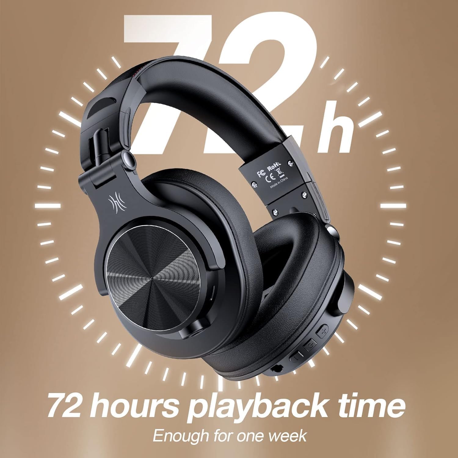 oneodio a70 bluetooth over ear headphones, wireless headphones with 72h playtime, hi res, built in mic, 3.5mm/6.35mm wired audio jack for studio monitor & mixing dj guitar amp, computer laptop pc