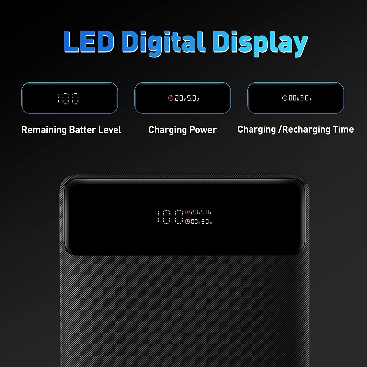 baseus laptop power bank, 100w blade usb c portable charger, super fast charging 20000mah slim battery pack for laptop, macbook air, dell, ipad, hp, iphone, samsung galaxy, switch, steam deck