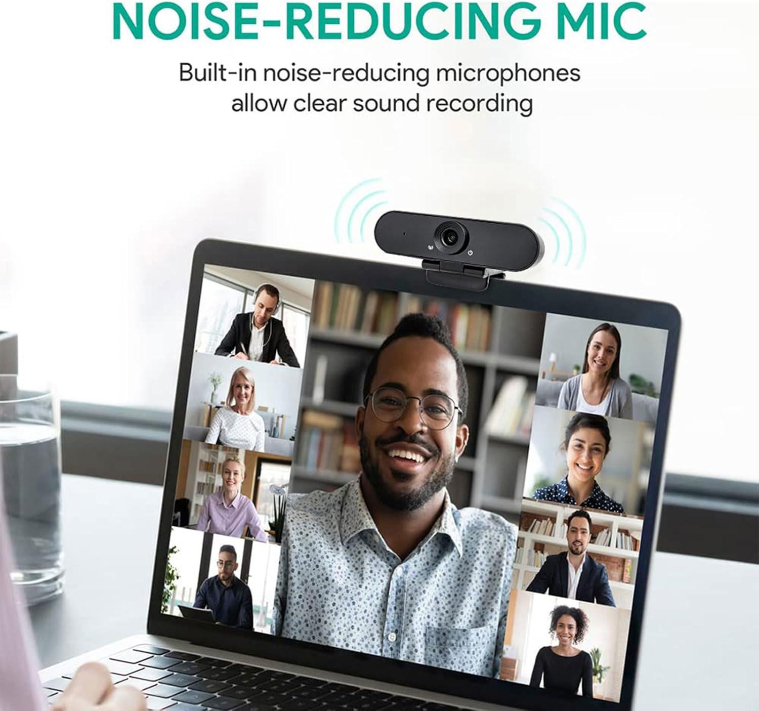 1080p webcam with dual stereo microphones & privacy cover, full hd usb desktop web computer camera with auto light correction for video conferences, compatible with windows & mac, pc & laptop