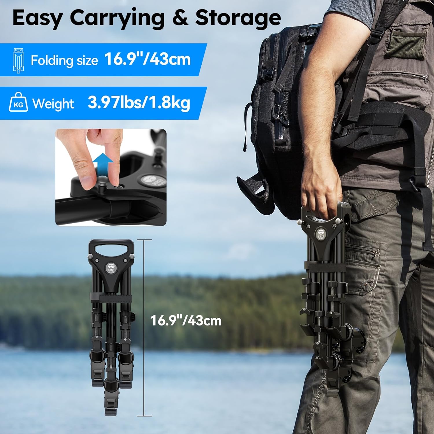 sirui photography tripod dolly, heavy duty universal tripod wheels with 3" rubber wheel, adjustable legs, 33lbs capacity for dslr cameras camcorder photo video lighting (am df02)