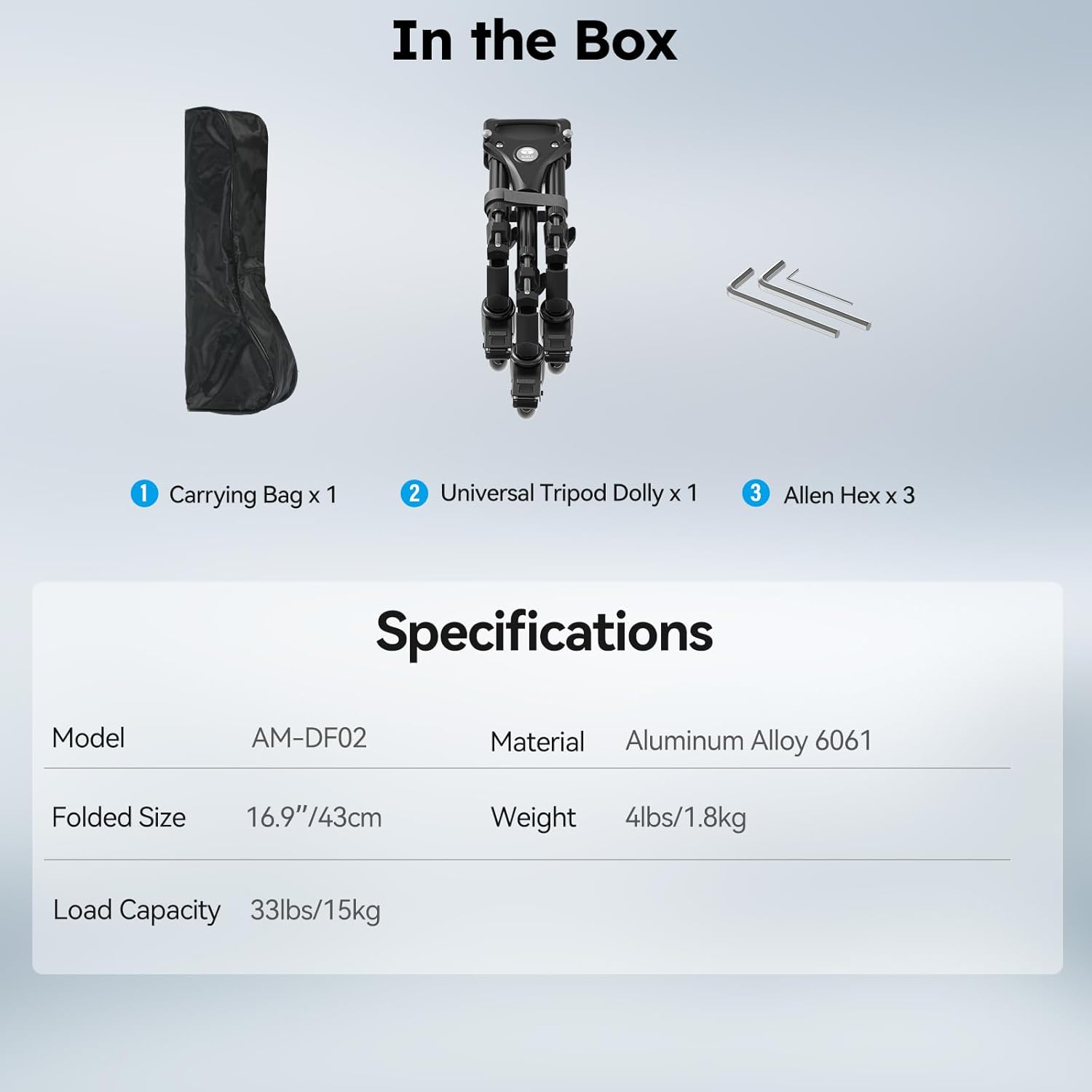 sirui photography tripod dolly, heavy duty universal tripod wheels with 3" rubber wheel, adjustable legs, 33lbs capacity for dslr cameras camcorder photo video lighting (am df02)