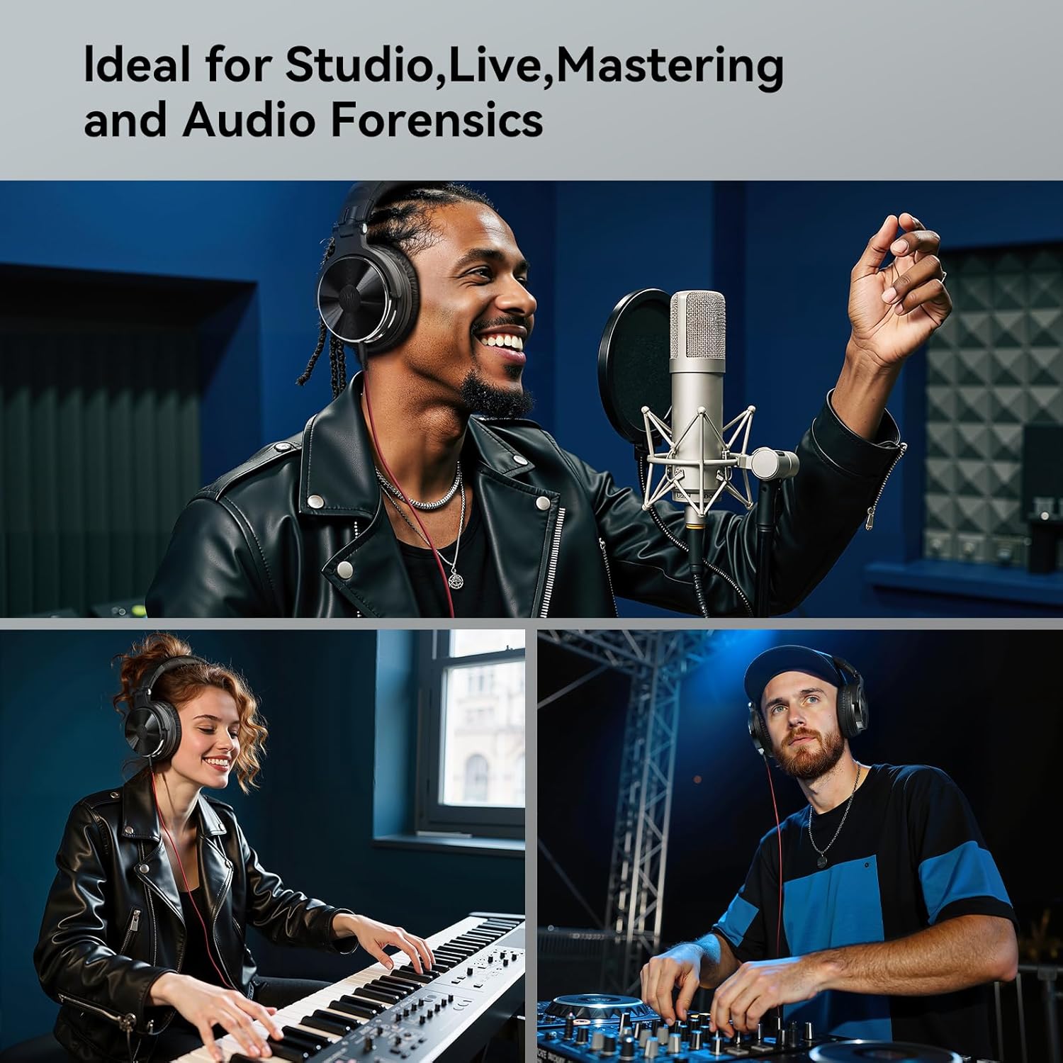 oneodio wired over ear headphones hi res studio monitor & mixing dj stereo headsets with 50mm drivers and 1/4 to 3.5mm jack for amp computer recording podcast keyboard guitar laptop black