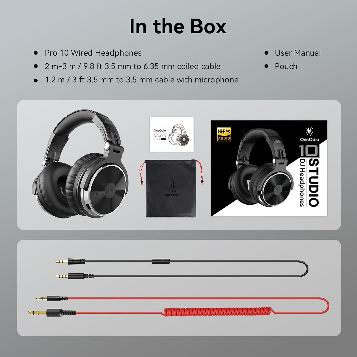 oneodio wired over ear headphones hi res studio monitor & mixing dj stereo headsets with 50mm drivers and 1/4 to 3.5mm jack for amp computer recording podcast keyboard guitar laptop black