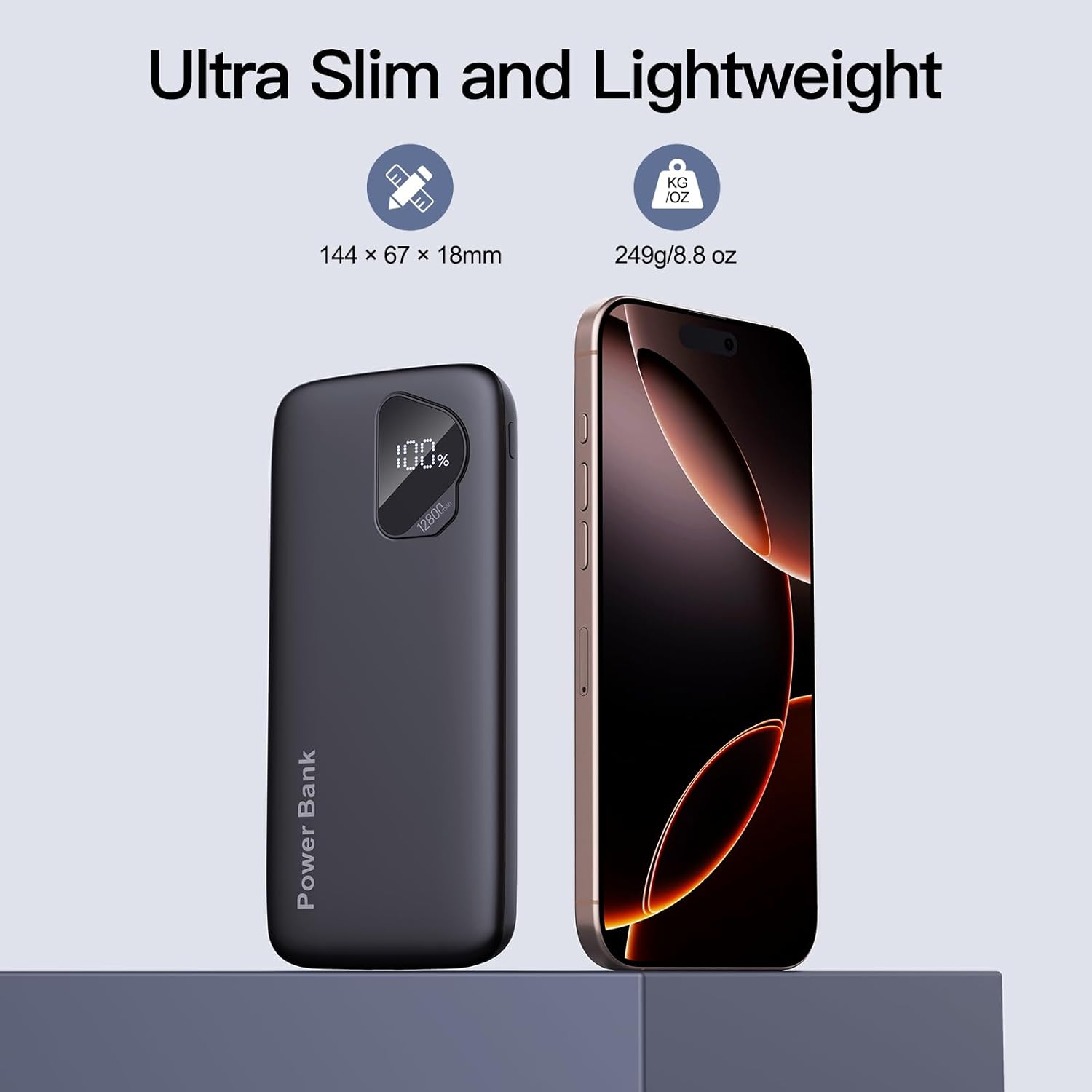 2025 2 pack 12800mah portable charger with built in cables, travel essential battery pack, 4 outputs 2 inputs slim power bank with cord wires for iphone 16/15/14, samsung galaxy s23/22, pixel etc