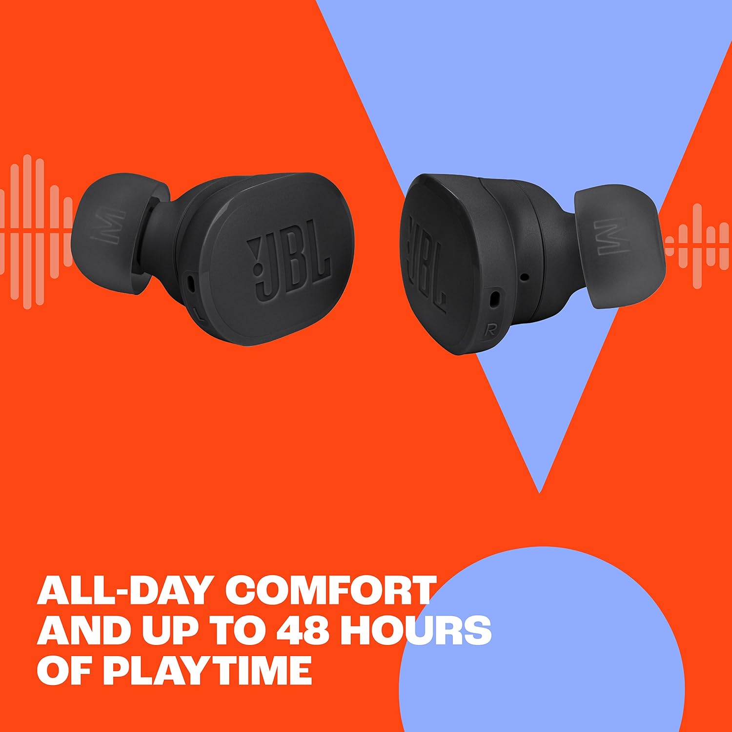 jbl tune buds true wireless noise cancelling earbuds, jbl pure bass sound, bluetooth 5.3, 4 mic technology for crisp, clear calls, up to 48 hours of battery life, water and dust resistant (black)