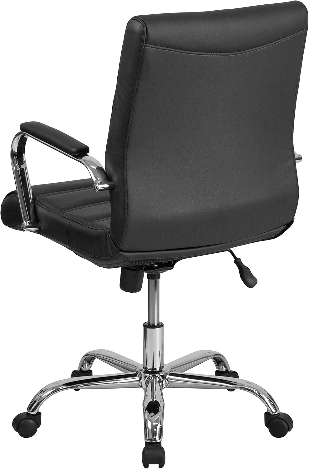 flash furniture whitney mid back swivel leathersoft desk chair with padded seat and armrests, adjustable height padded office chair, black