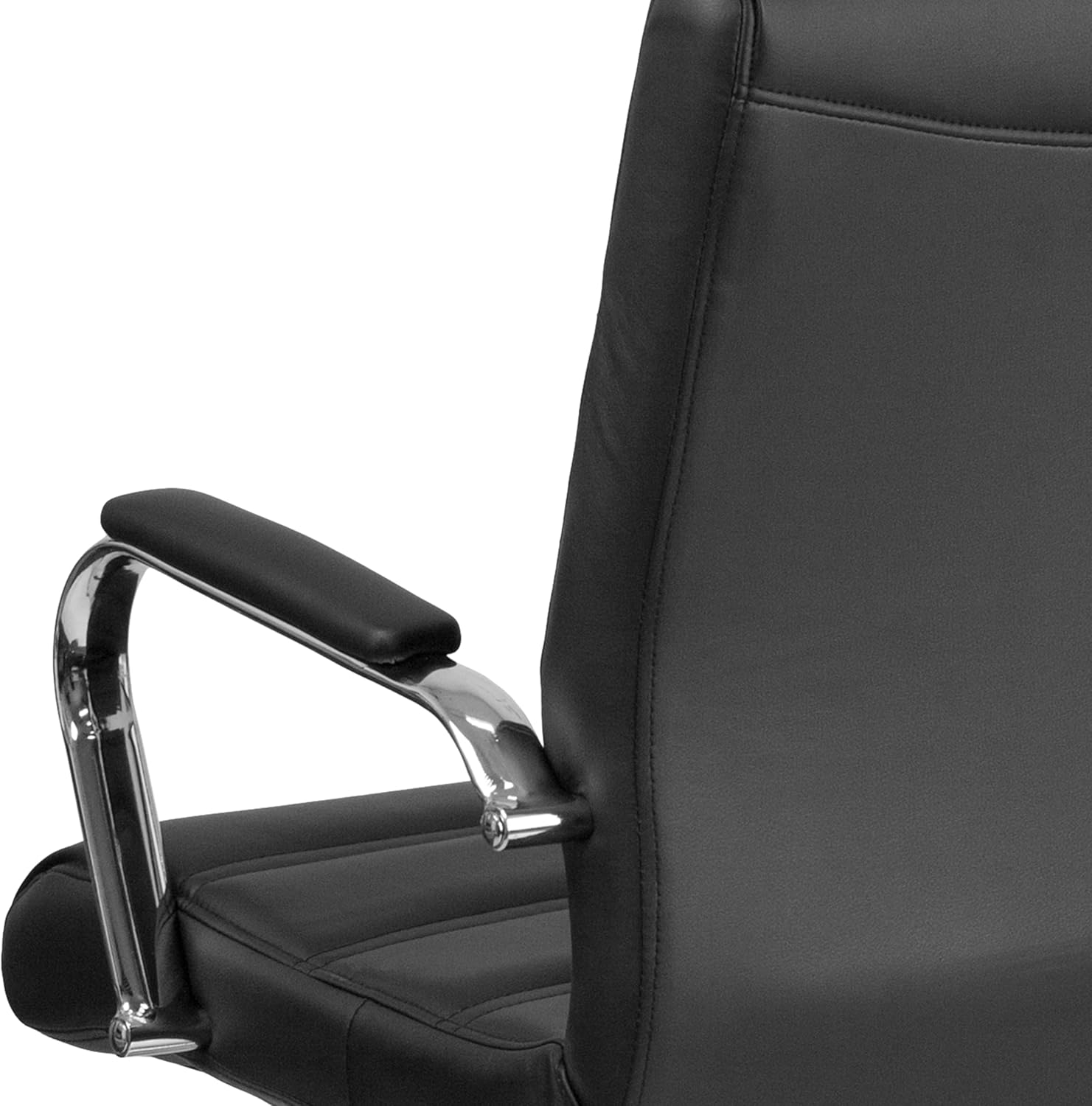 flash furniture whitney mid back swivel leathersoft desk chair with padded seat and armrests, adjustable height padded office chair, black