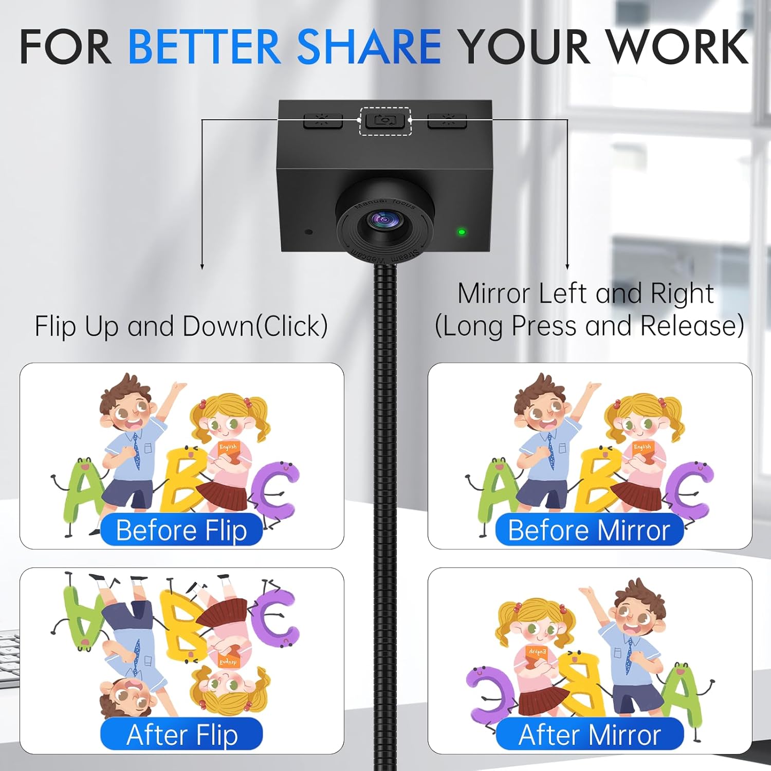 eye contact webcam with microphone for pc, 1080p center cam for mac, 95°fov middle screen center cam, usb computer camera plug&play, for desktop computer facetime compatible with macos&windows (black)