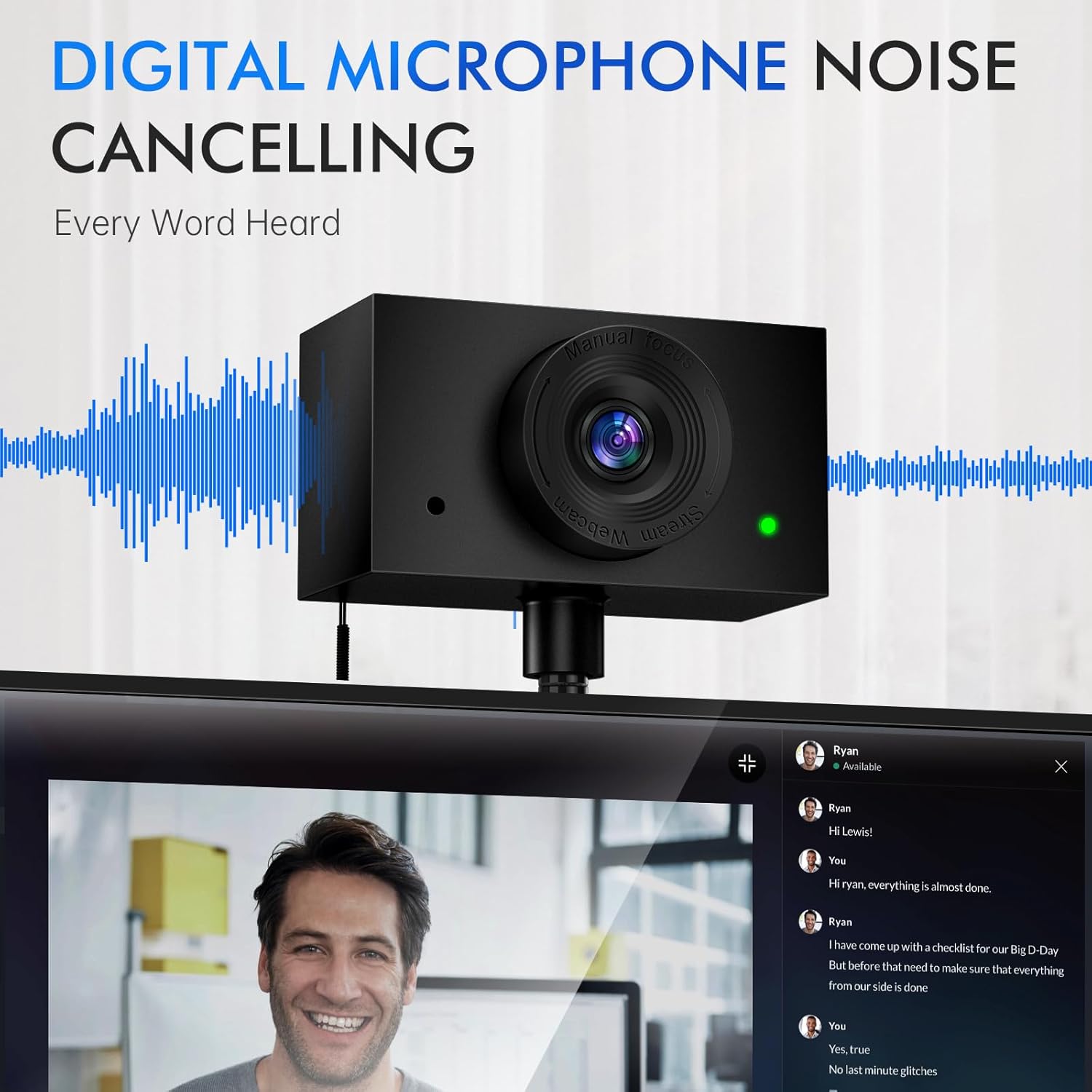 eye contact webcam with microphone for pc, 1080p center cam for mac, 95°fov middle screen center cam, usb computer camera plug&play, for desktop computer facetime compatible with macos&windows (black)