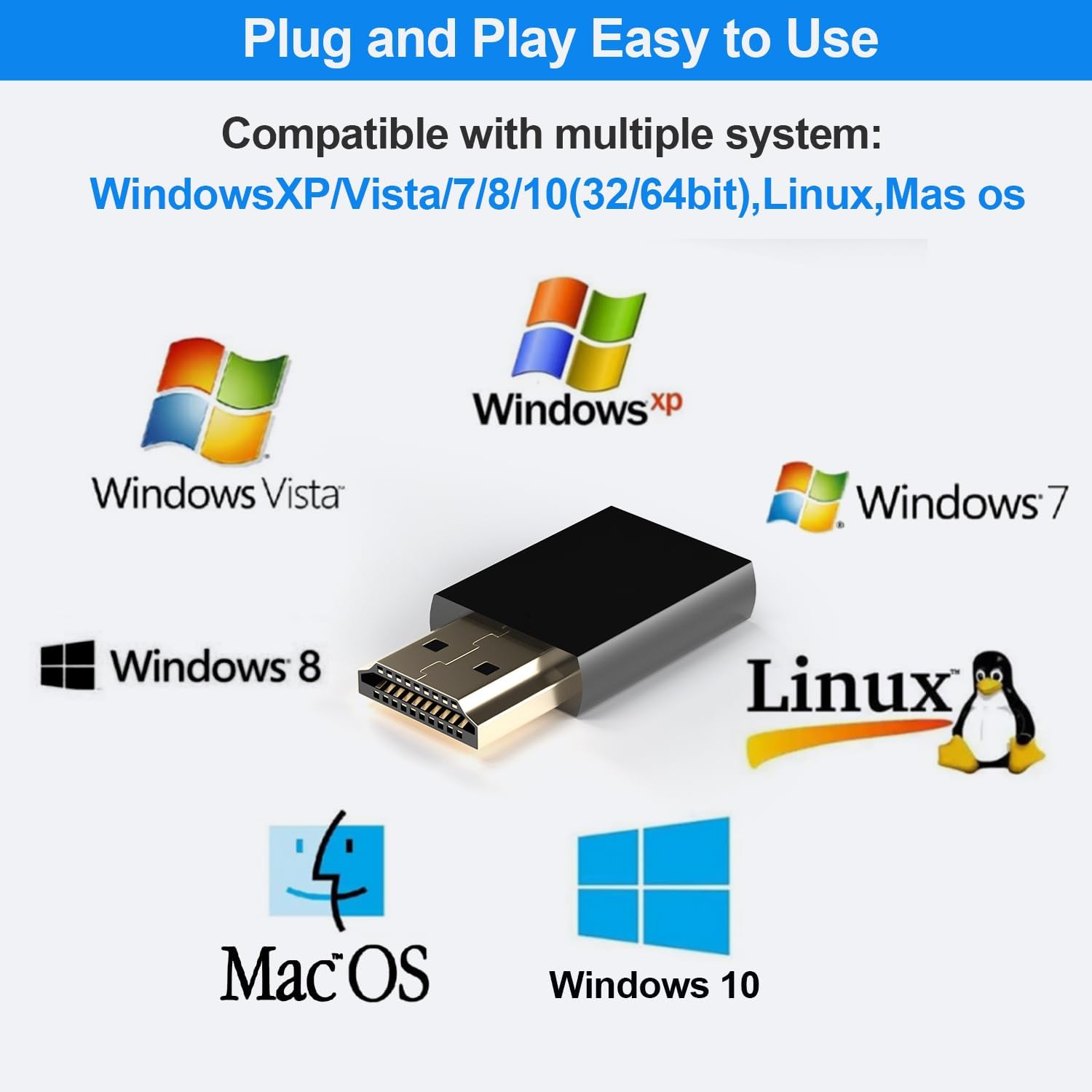 4k 120hz hdmi 2.1 dummy plug edid headless – high resolution virtual display emulator for pc, vr headsets cryptocurrency mining | supports 8k @30hz, headless ghost display adapter 3p