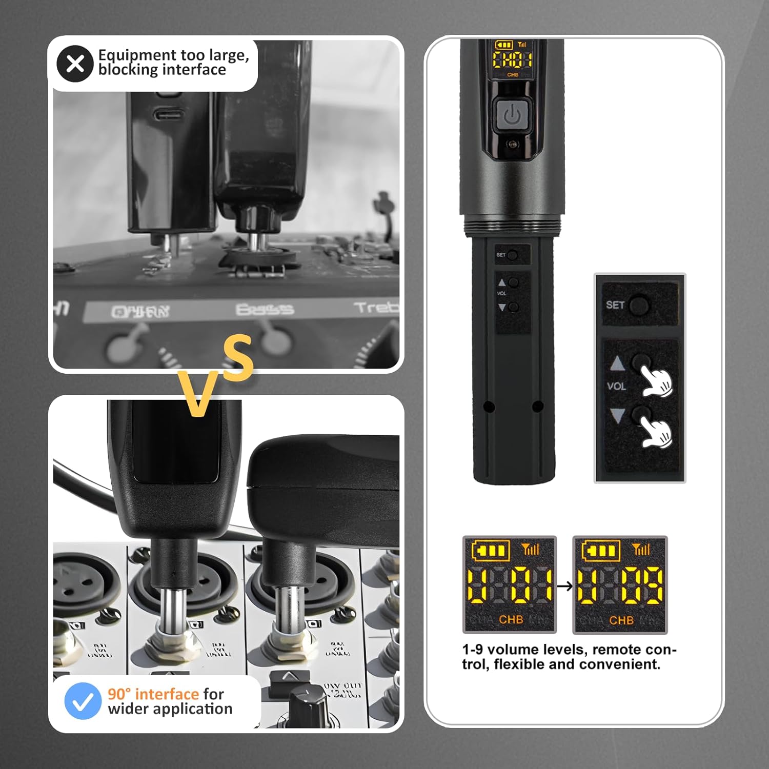 soundgeek wireless microphone uhf metal dual handheld mic with rechargeable receiver 200ft range, microphone for singing, karaoke, church, speech, wedding, party singing (1 mics, gray)