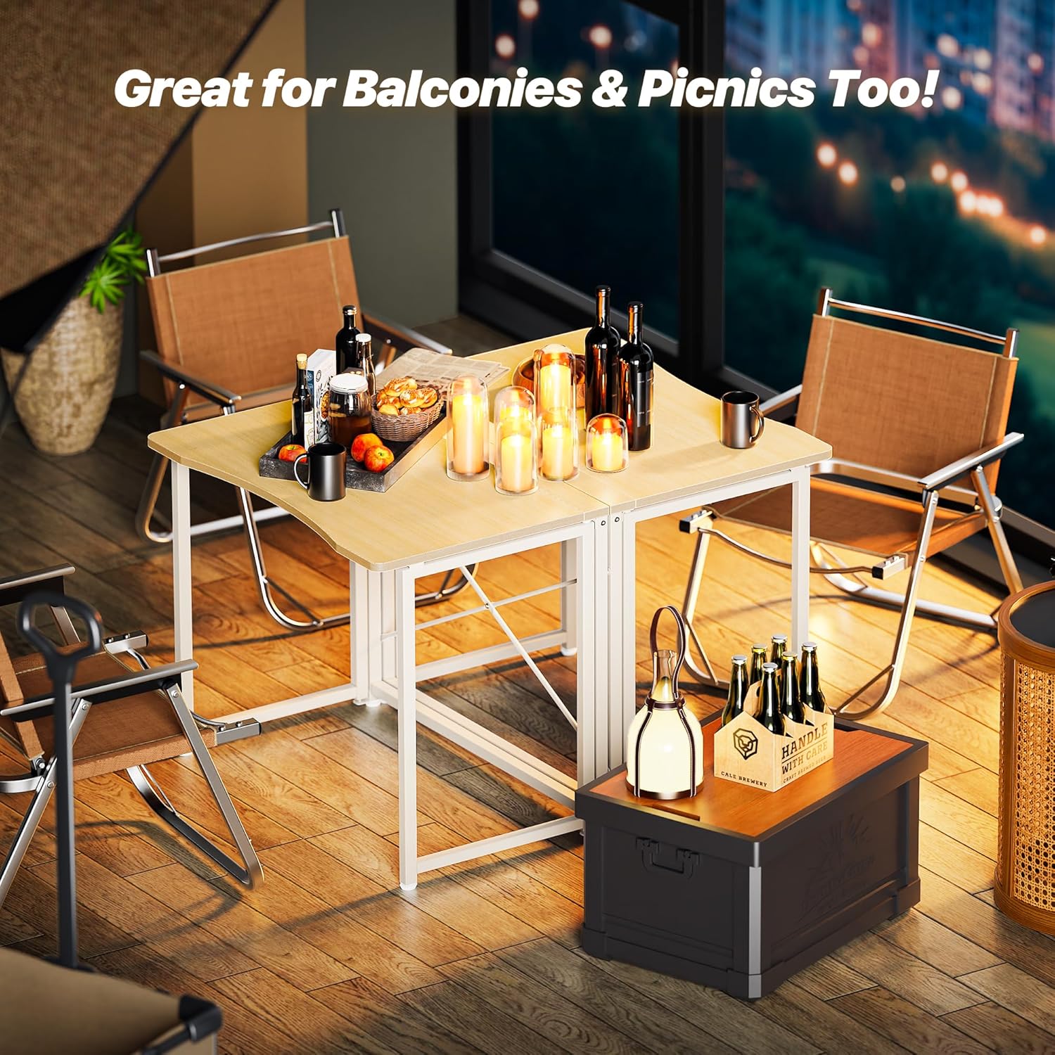 huuger folding desk for small spaces, 31.5 inch foldable computer table, for home office, study, bedroom, dorm, space saving, small writing work office computer desk, easy to fold, oak