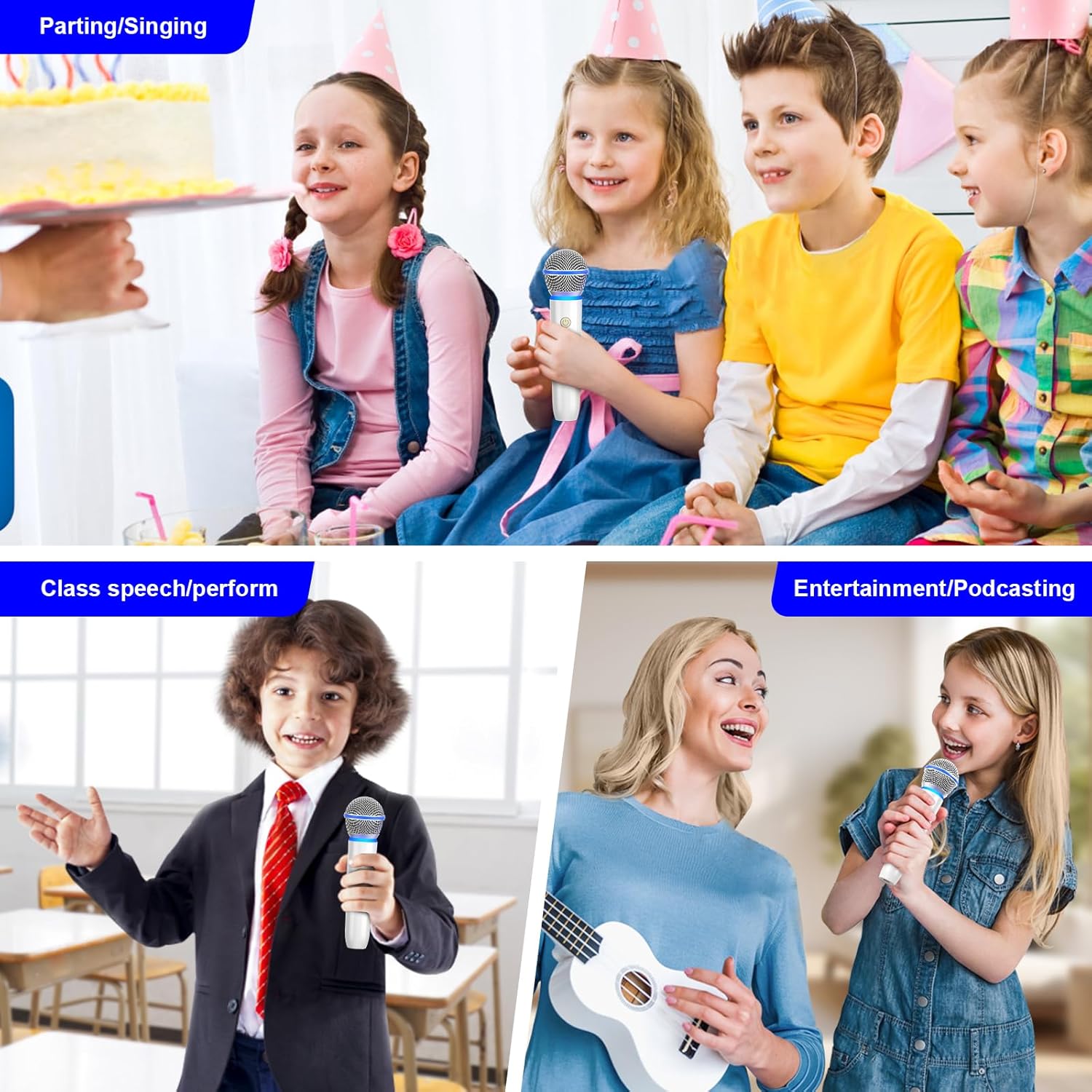 aokeo wireless microphone with rechargeable receiver,uhf dynamic handheld karaoke mic,100ft range, for amplifier speaker, mixer,singing, party,speech