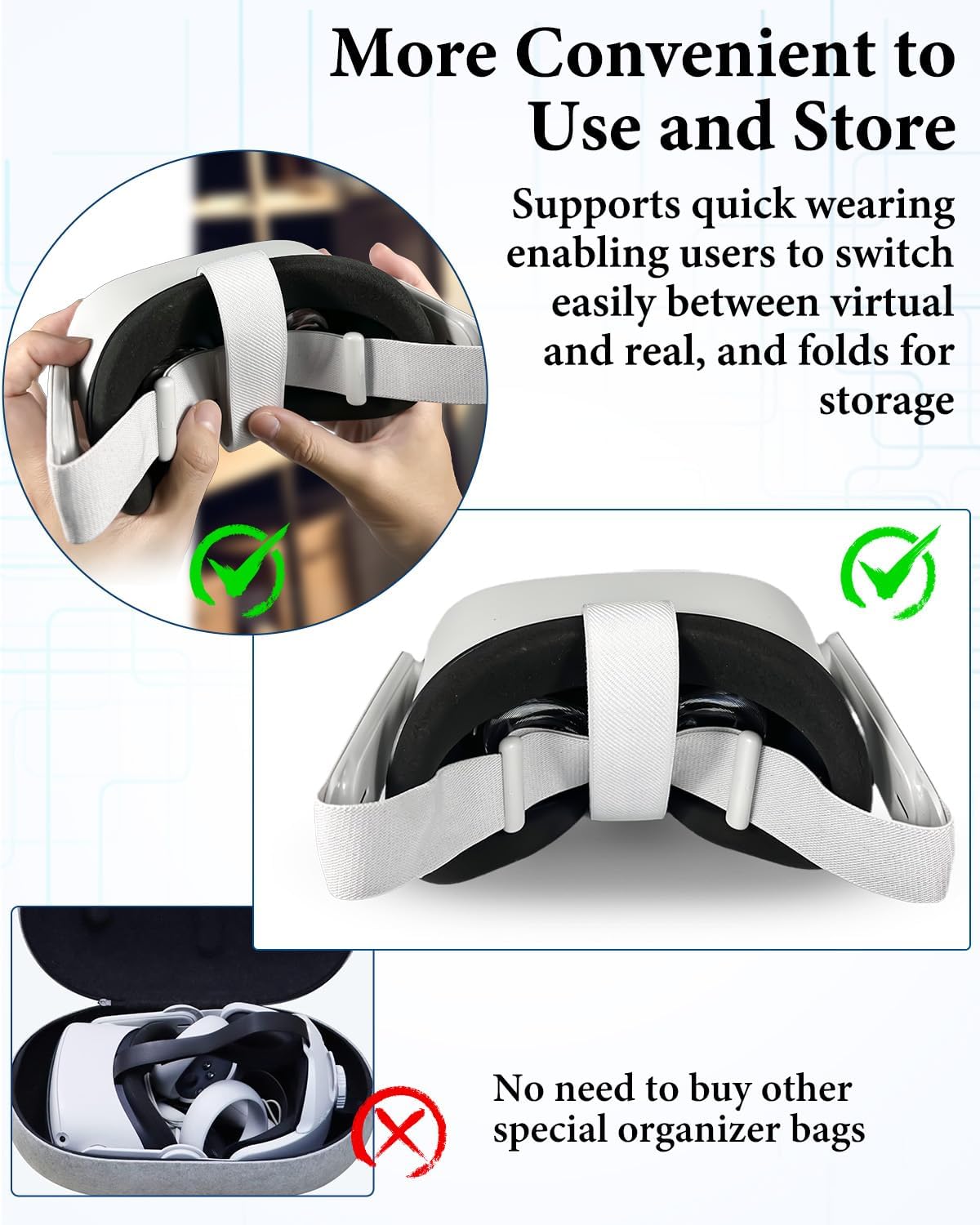 head strap for 0culus quest 2 headset, replacement headband for quest 2, comes with 4 controller thumb grip covers, head strap for quest 2