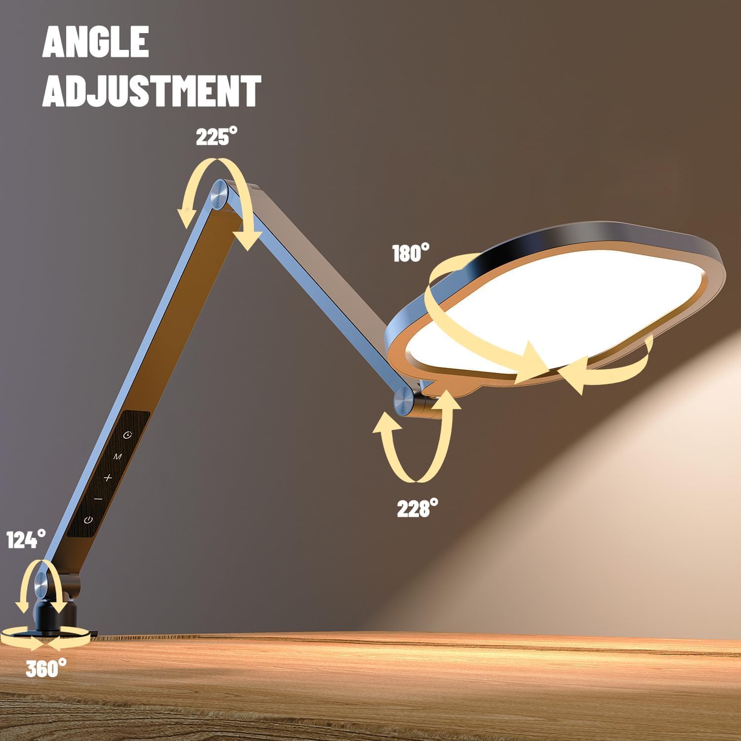 led desk lamps for home office, eye care architect light with clamp, dimmable zoom lighting with 3 color modes & 10 brightness, smart computer ring light for video calls, conference, reading