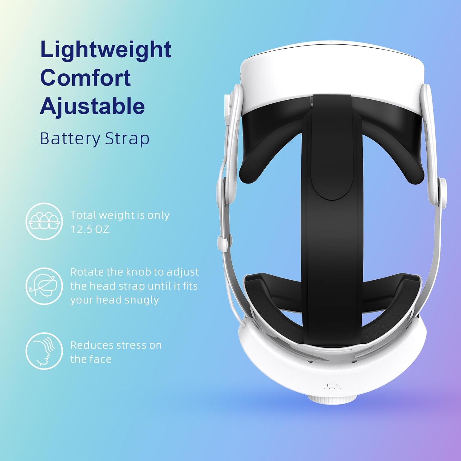 rgb comfort battery head strap 12000mah for meta quest 3s not for quest 3 adjustable battery pack strap enhanced support and balance in vr