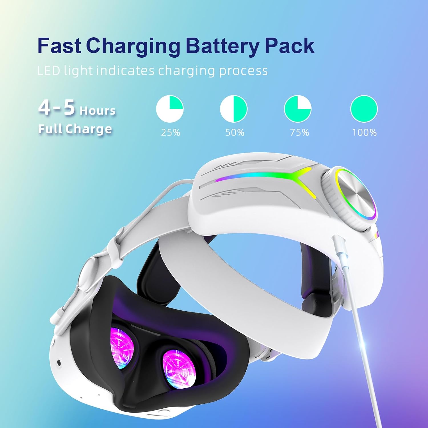 rgb comfort battery head strap 12000mah for meta quest 3s not for quest 3 adjustable battery pack strap enhanced support and balance in vr