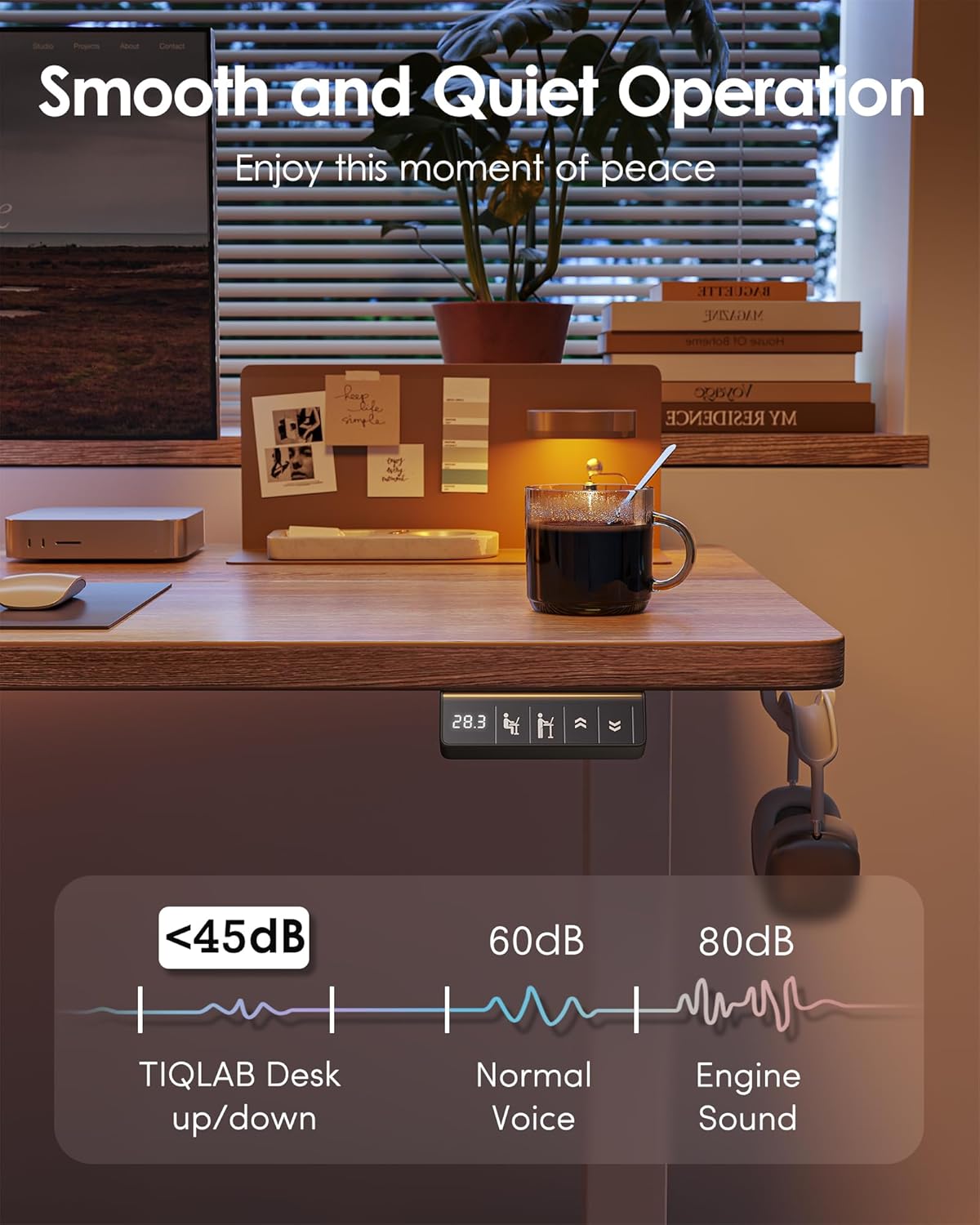 tiqlab height adjustable electric standing desk, 47.2 x 23.6 inch, sit stand up desk, splice board, computer home office desk, white frame/maple top