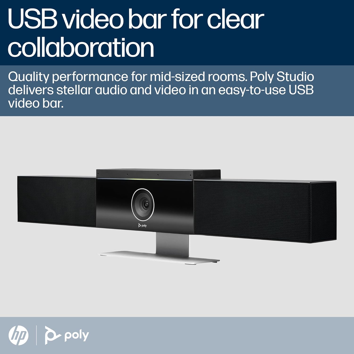 poly studio 4k usb video conference system (plantronics) camera, microphone, & speaker bar for small & medium conference rooms auto framing & tracking teams/zoom certified amazon exclusive
