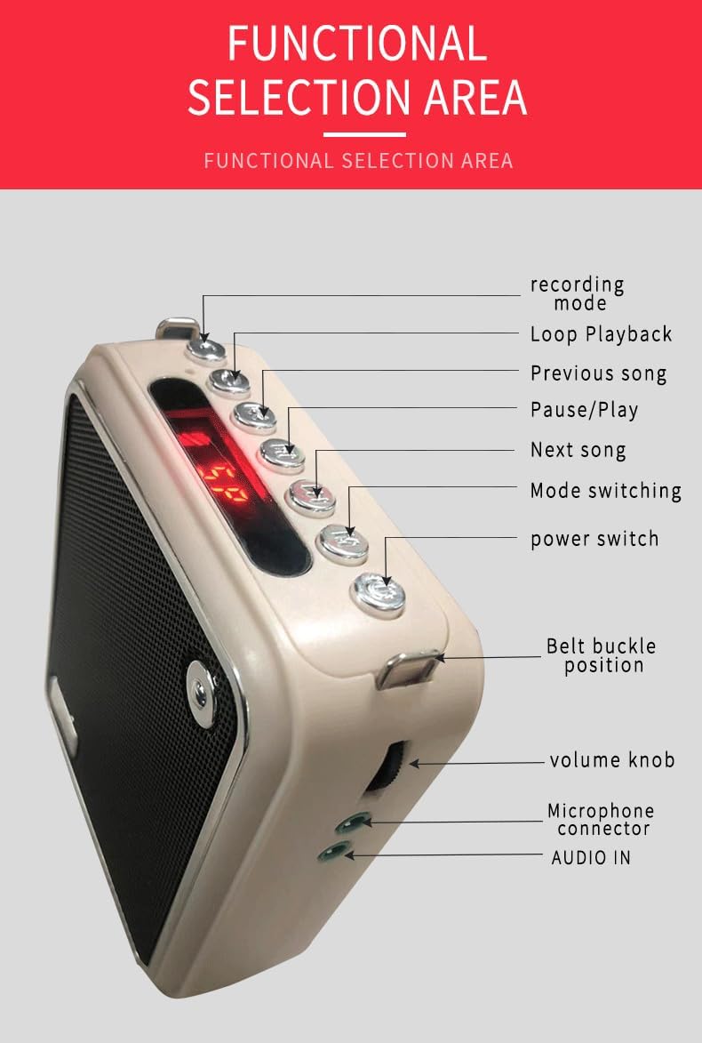 portable voice amplifier,10w bluetooth rechargeable personal voice amplifier with wired microphone headset,pa system speaker for teaching/meeting/outdoors (s50 wired headset microphone black)