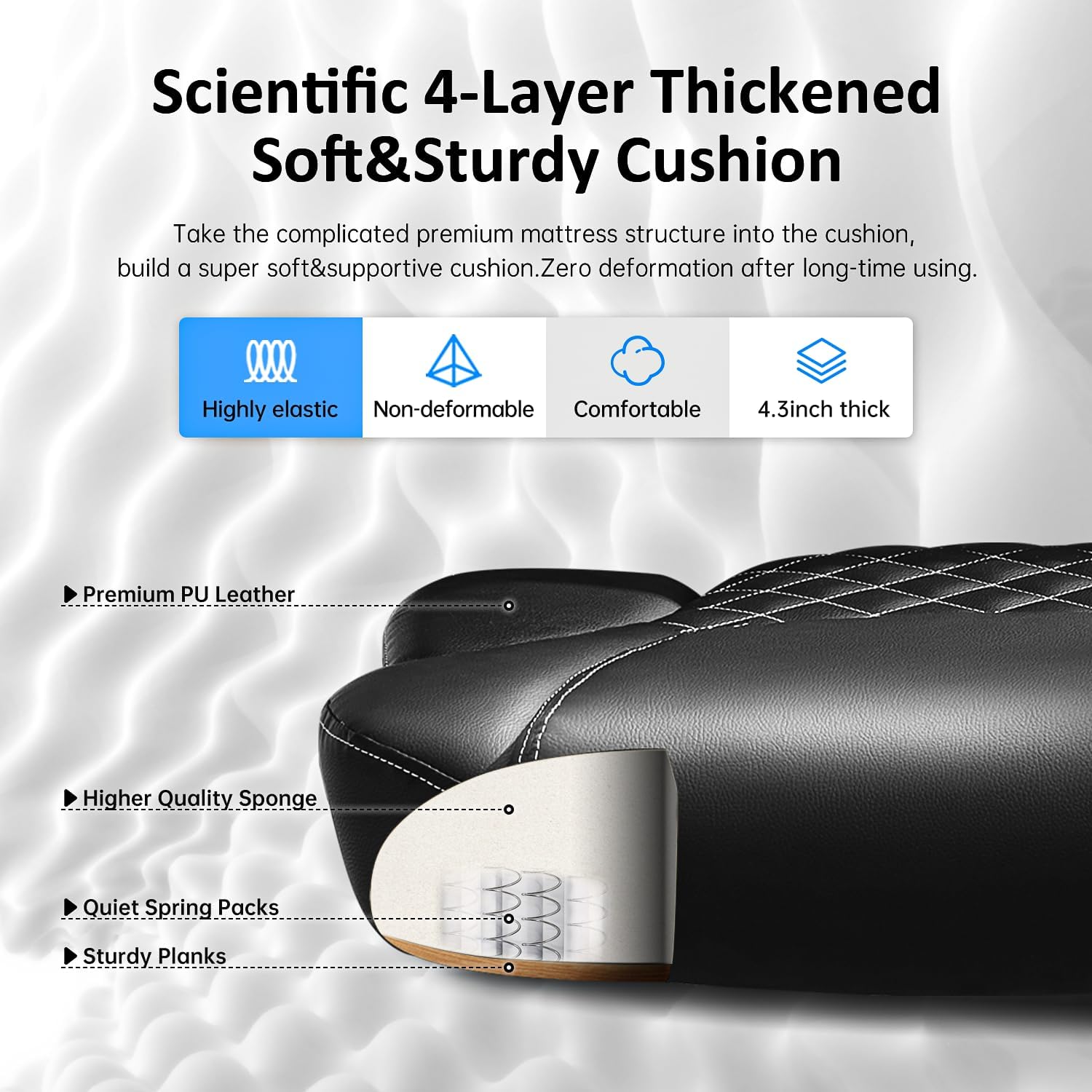 office chair, big and tall office chair with foot rest ergonomic chair for home desk, reclining high back leather chairs with lumbar support(black)