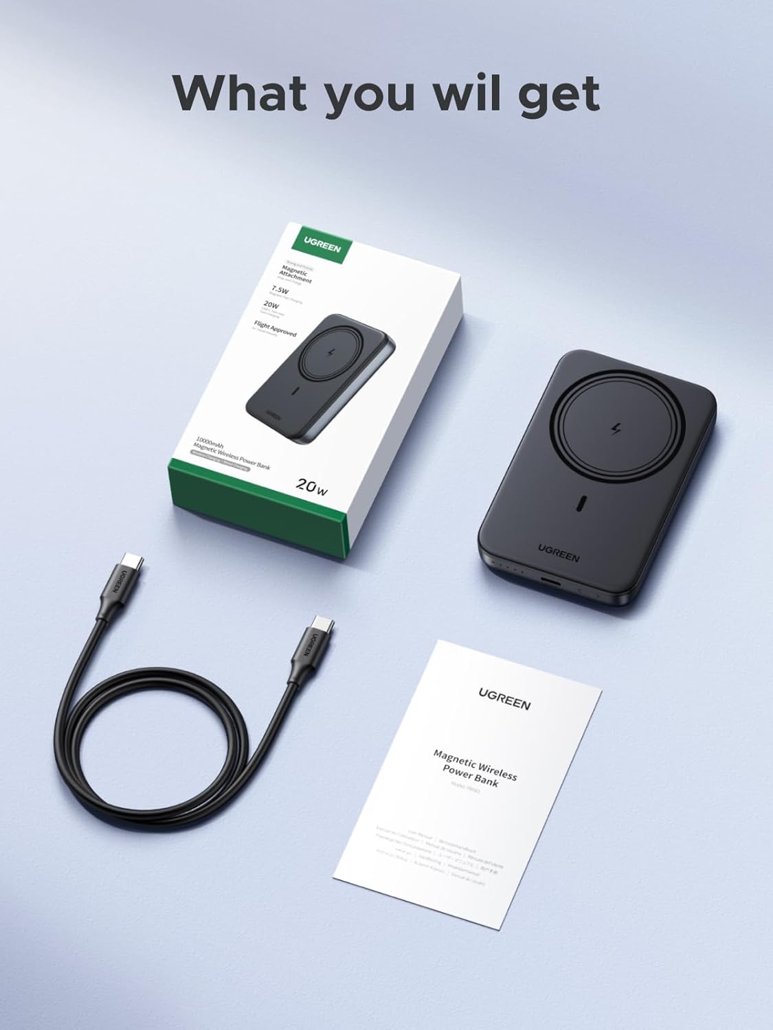 ugreen magnetic power bank,10,000mah wireless portable charger, pd 20w fast charging battery pack with usb c for magsafe, iphone 17/17 pro/17 air/17 pro max/16/16 pro/16 pro max, iphone15/14/13 series