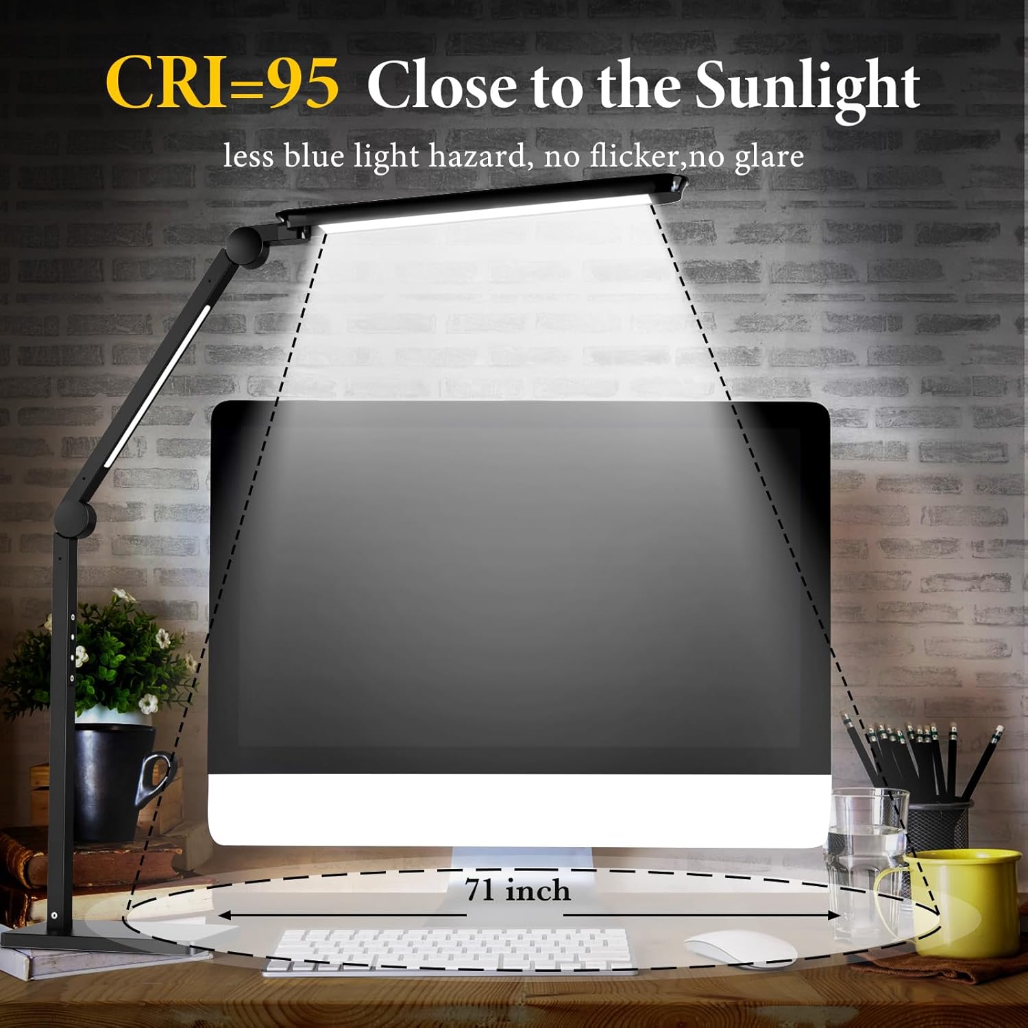 led desk lamp for home office,creative touch reading light, with memory dual light and adjustable swing arm,15w 4 cct eye care modes & 4 brightness levels table lamp with usb charging ports black