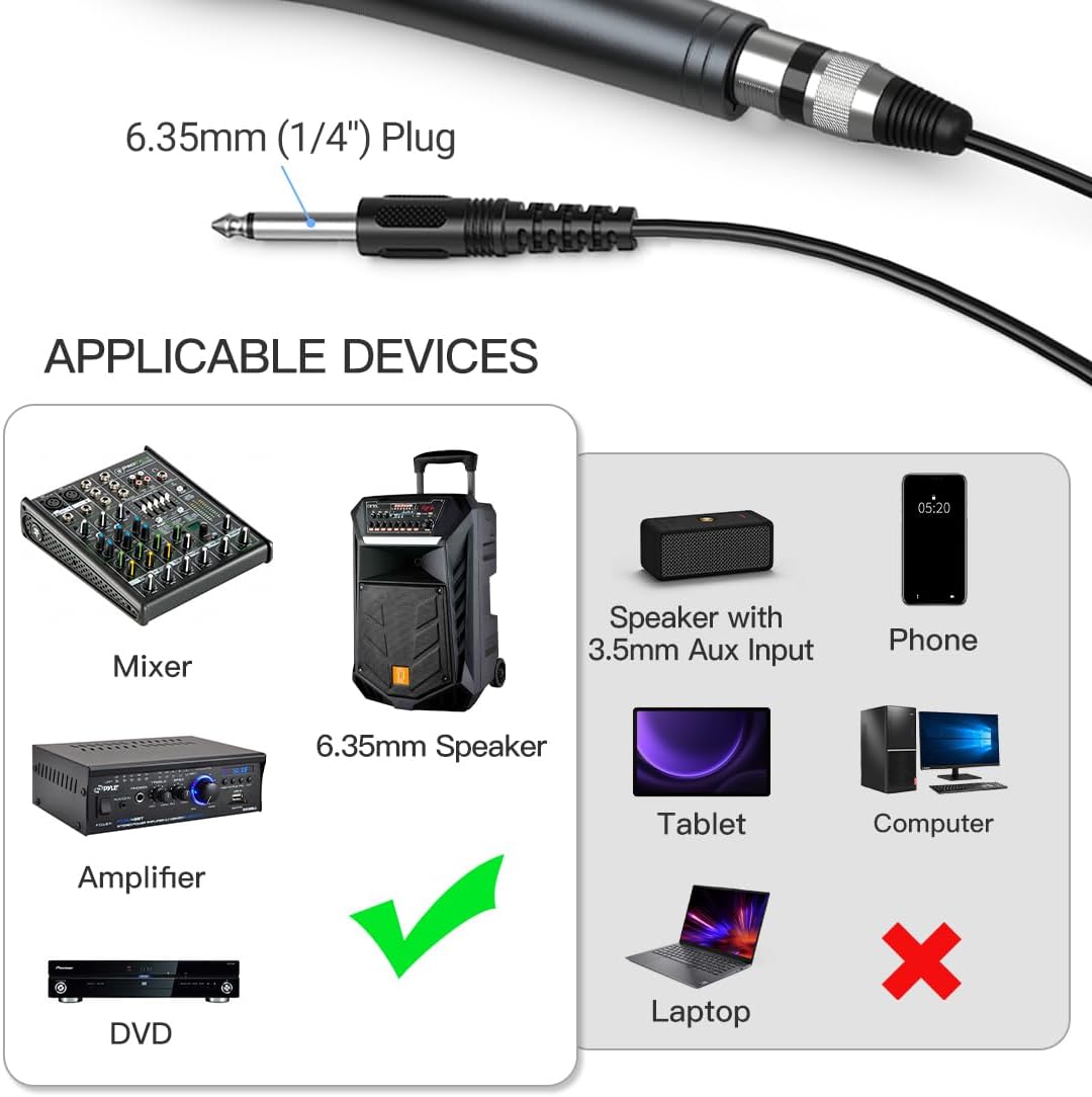 fifine karaoke microphone, dynamic vocal microphone for speaker, 6.35mm wired handheld mic with on and off switch and 14.8ft detachable cable k6