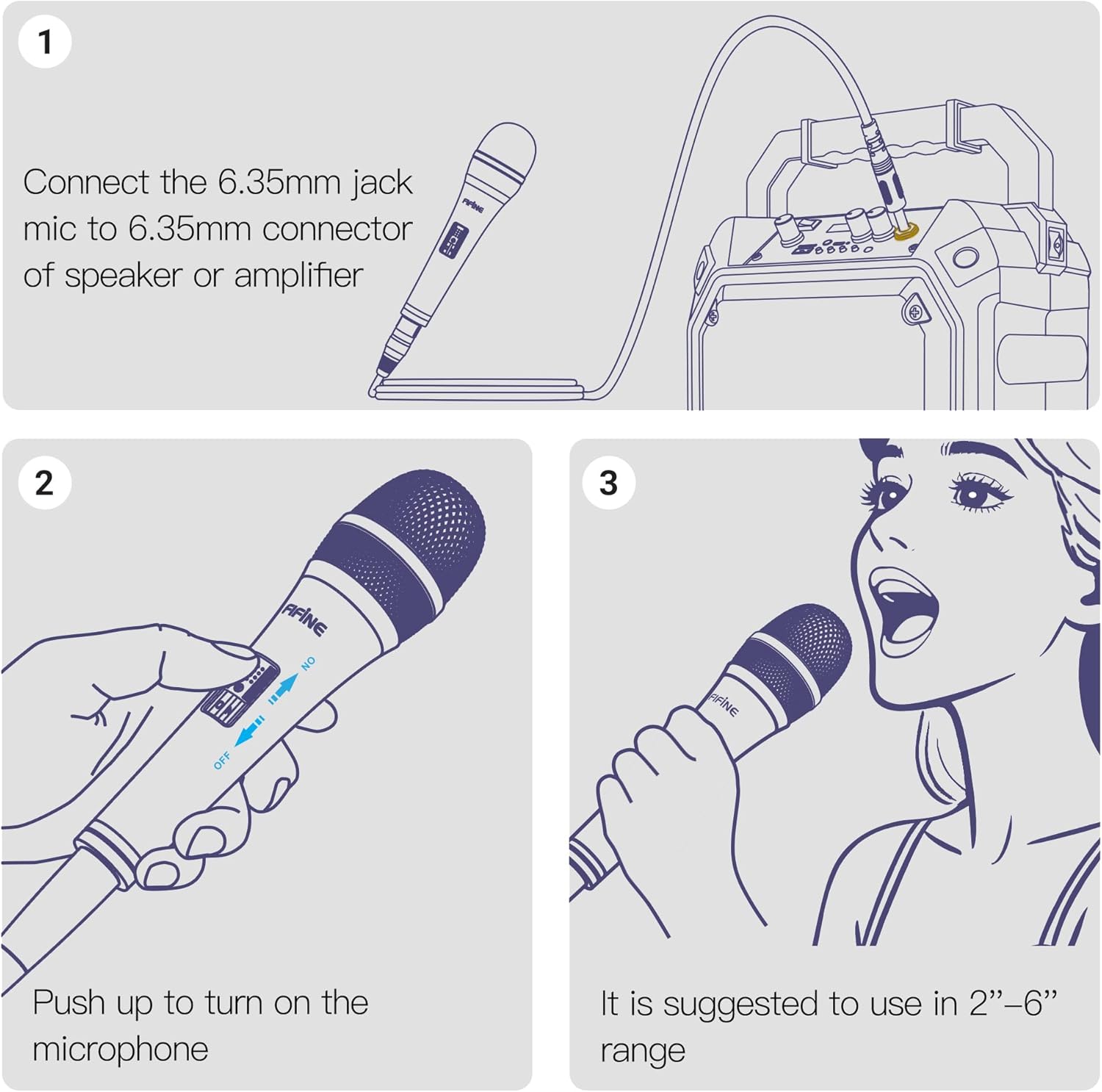 fifine karaoke microphone, dynamic vocal microphone for speaker, 6.35mm wired handheld mic with on and off switch and 14.8ft detachable cable k6