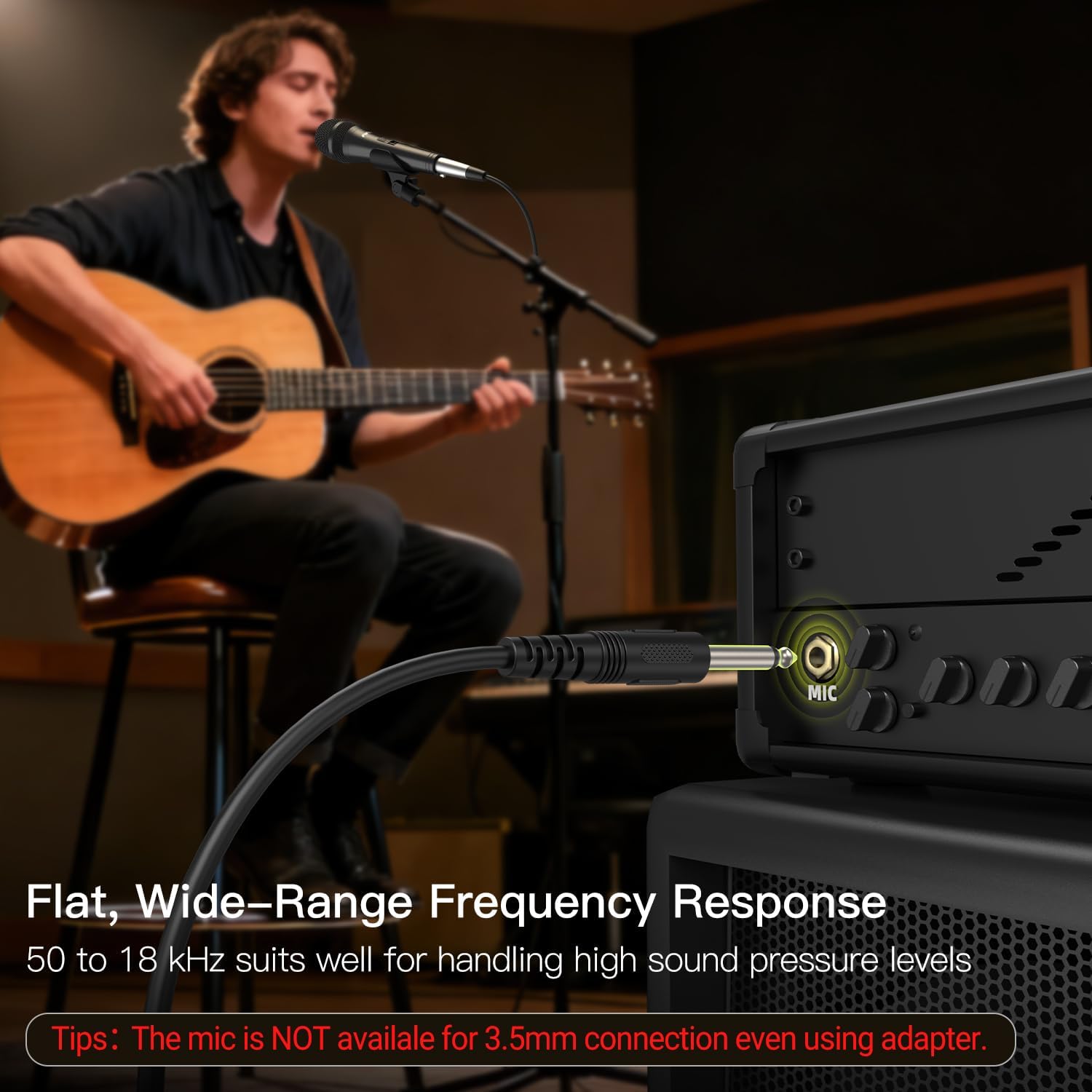 fifine karaoke microphone, dynamic vocal microphone for speaker, 6.35mm wired handheld mic with on and off switch and 14.8ft detachable cable k6