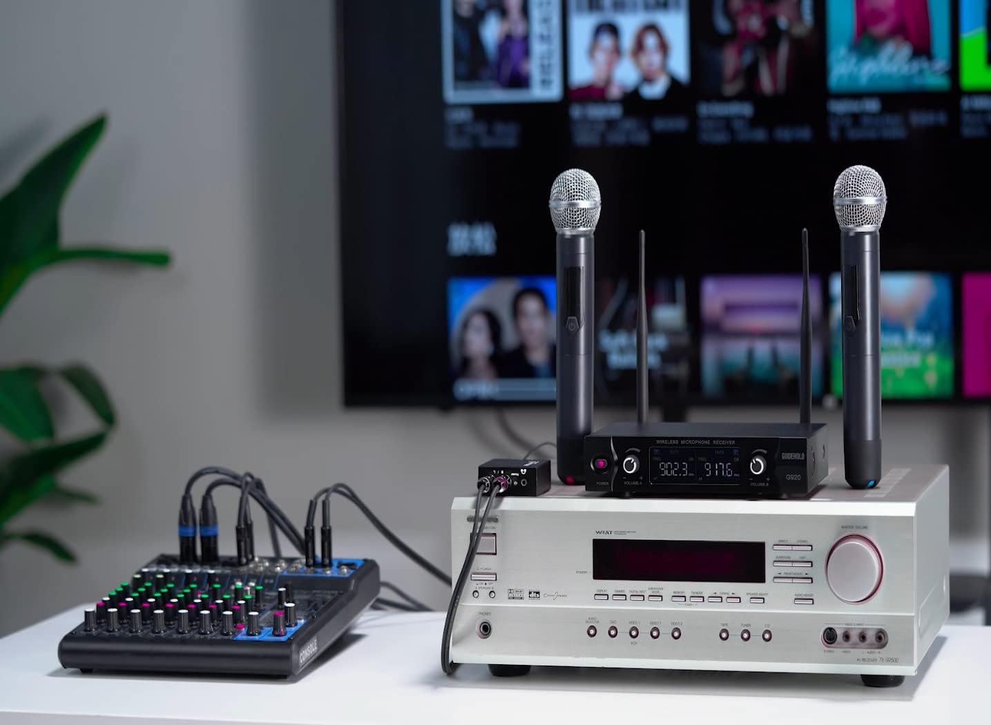 wireless microphone system with case, metal uhf dual handheld 20 channels professional cordless mic system for church, dj, karaoke,wedding, home ktv set