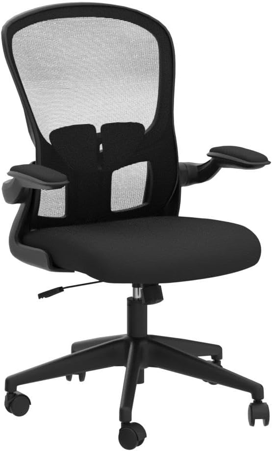 felixking office desk chairs, ergonomic pc desk chair with wheels, adjustable lumbar support and height, swivel computer chair with flip up armrests, ergo mesh backrest for working (black)