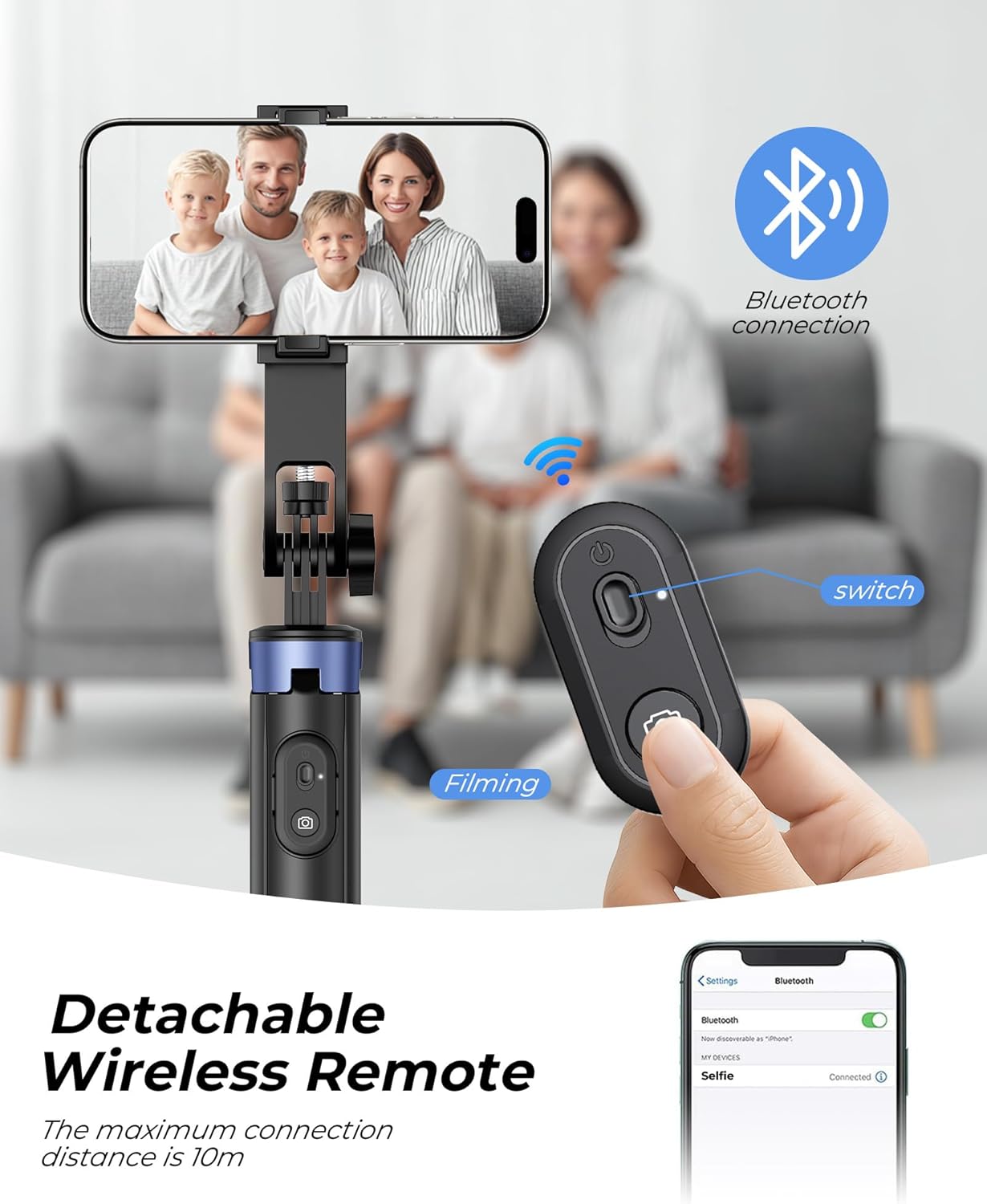 71" phone tripod & selfie stick,more stable 4 leg design, extendable cell phone tripod stand with wireless remote and 2 fill light, compatible with iphone android phone, camera