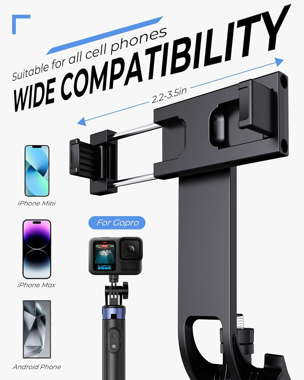 71" phone tripod & selfie stick,more stable 4 leg design, extendable cell phone tripod stand with wireless remote and 2 fill light, compatible with iphone android phone, camera